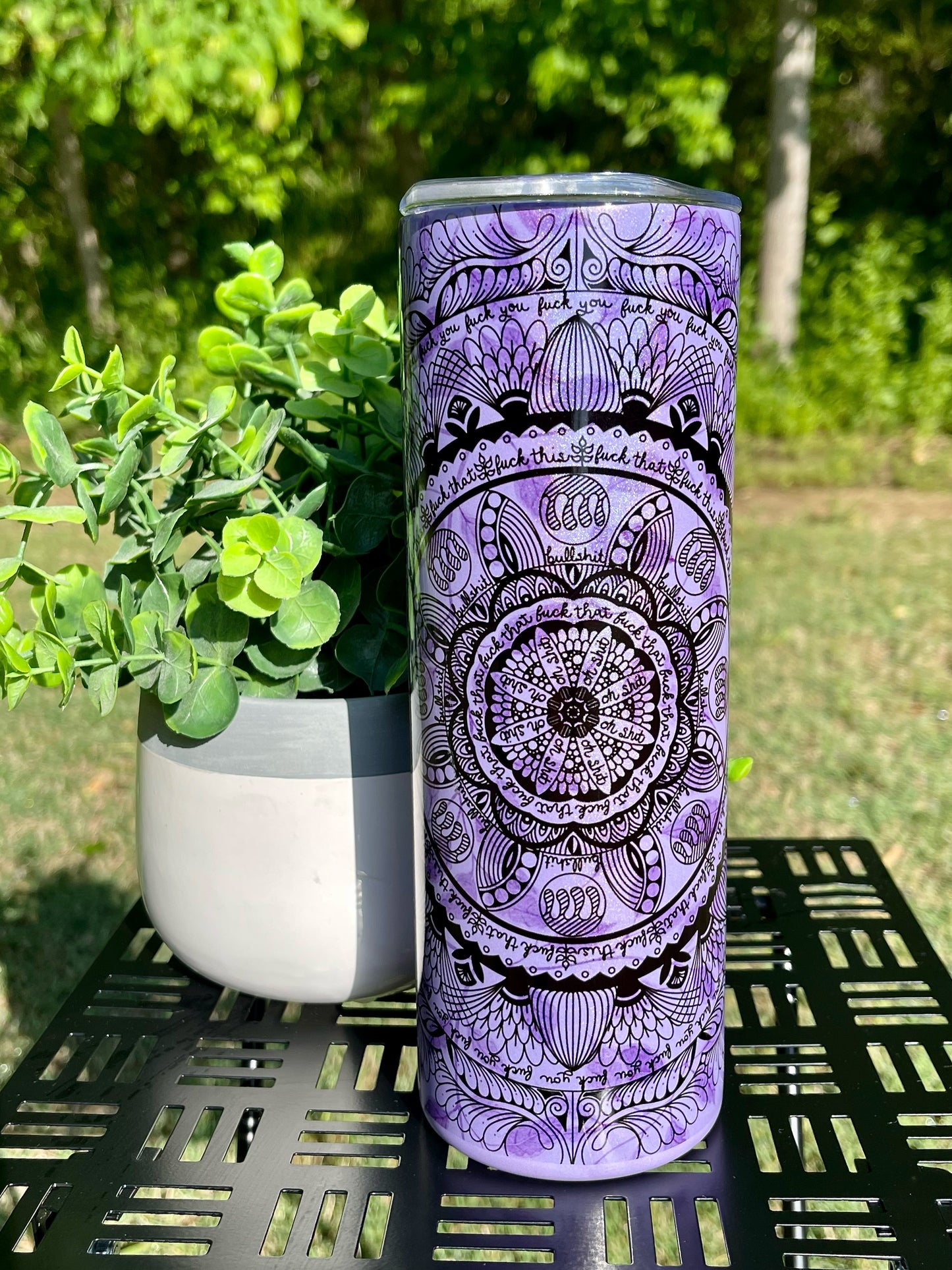 Naughty Mandala 20oz Purple Rainbow Skinny Tumbler