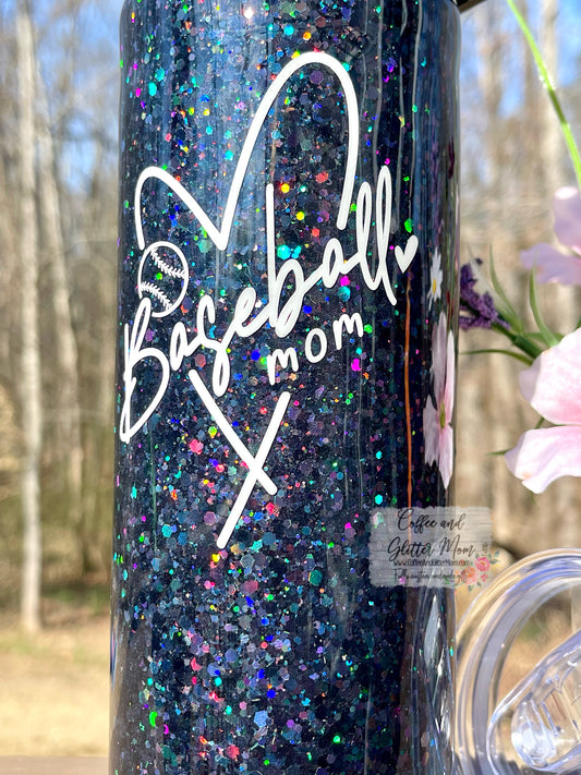 Baseball Mom 25oz Duo-Lid Skinny Tumbler With Straw
