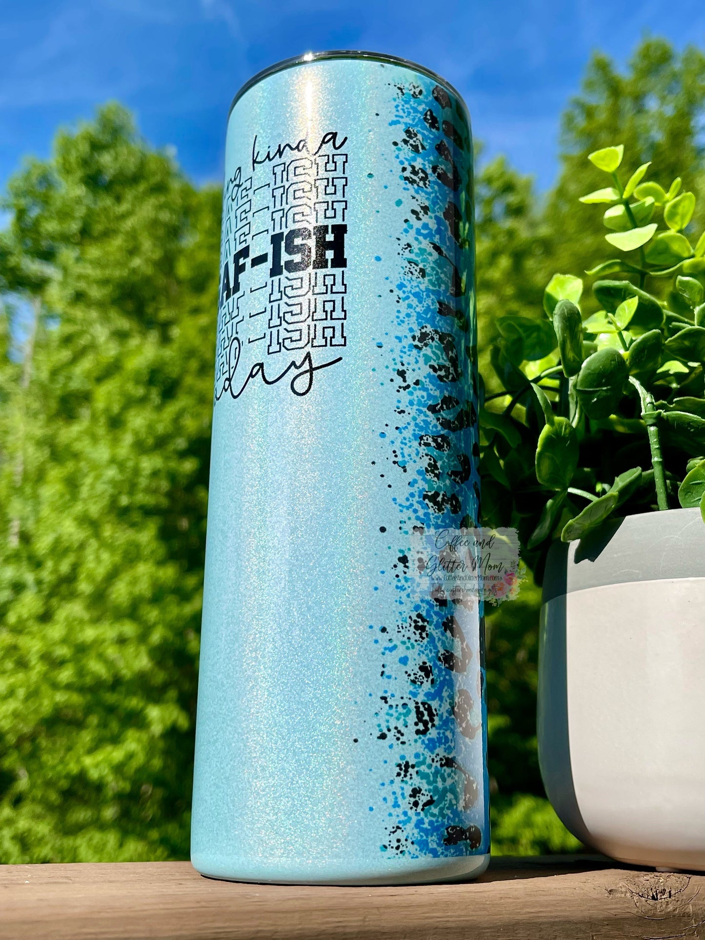 Feeling IDGAF-Ish Today Animal Print 20oz Mint Rainbow Skinny Tumbler