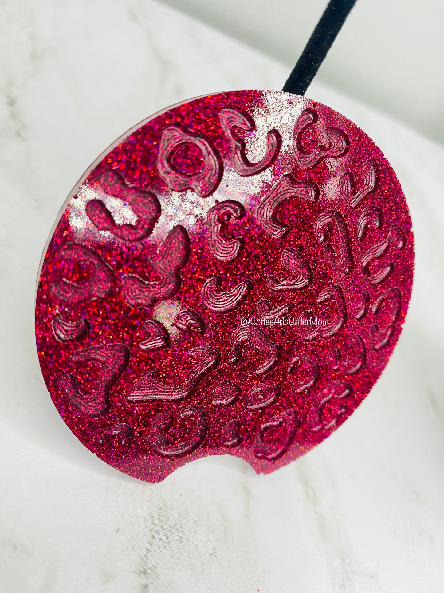 Animal Print Holographic Dark Pink Large Car Coaster