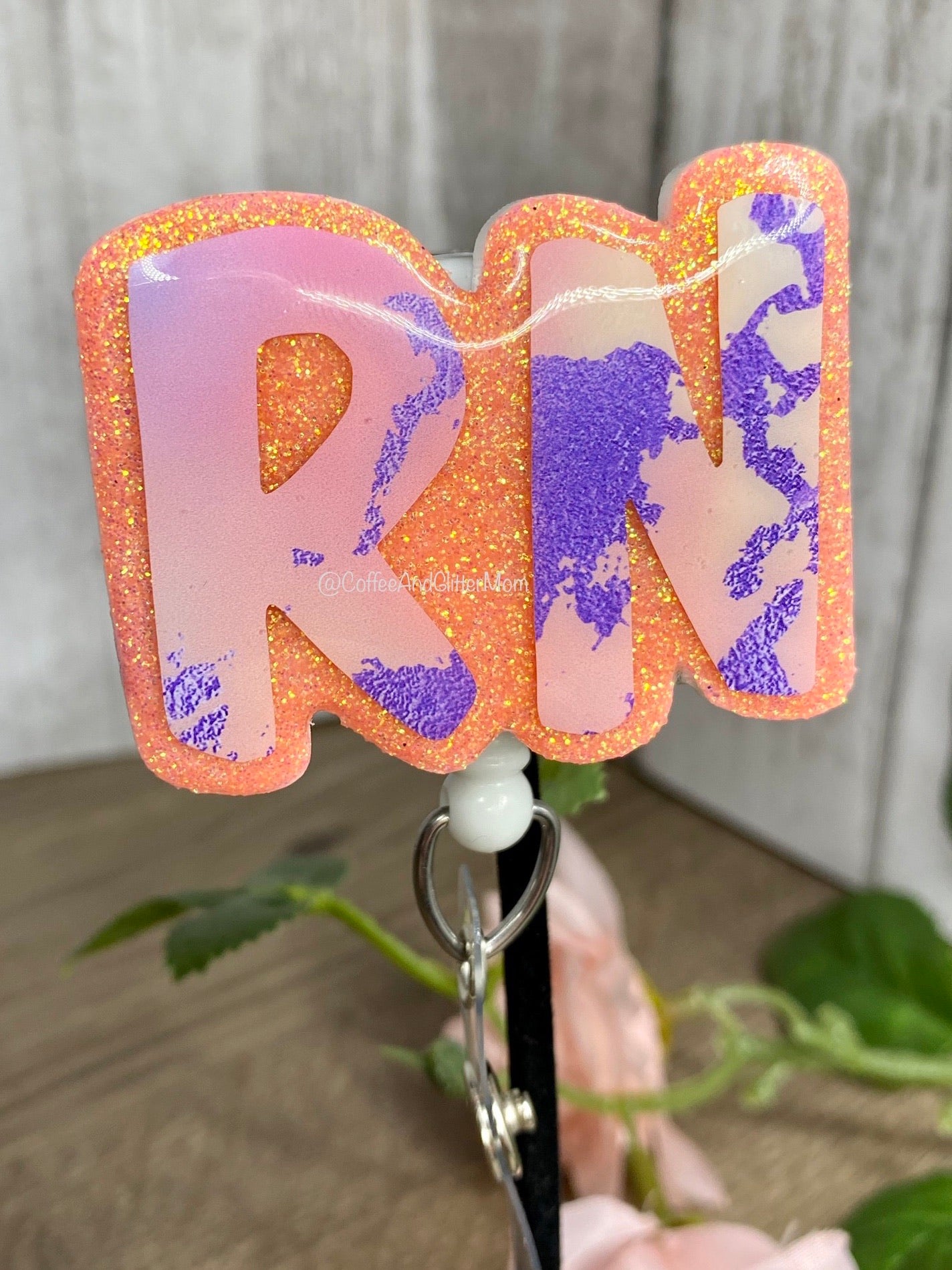 Coral Marble RN Badge Reel