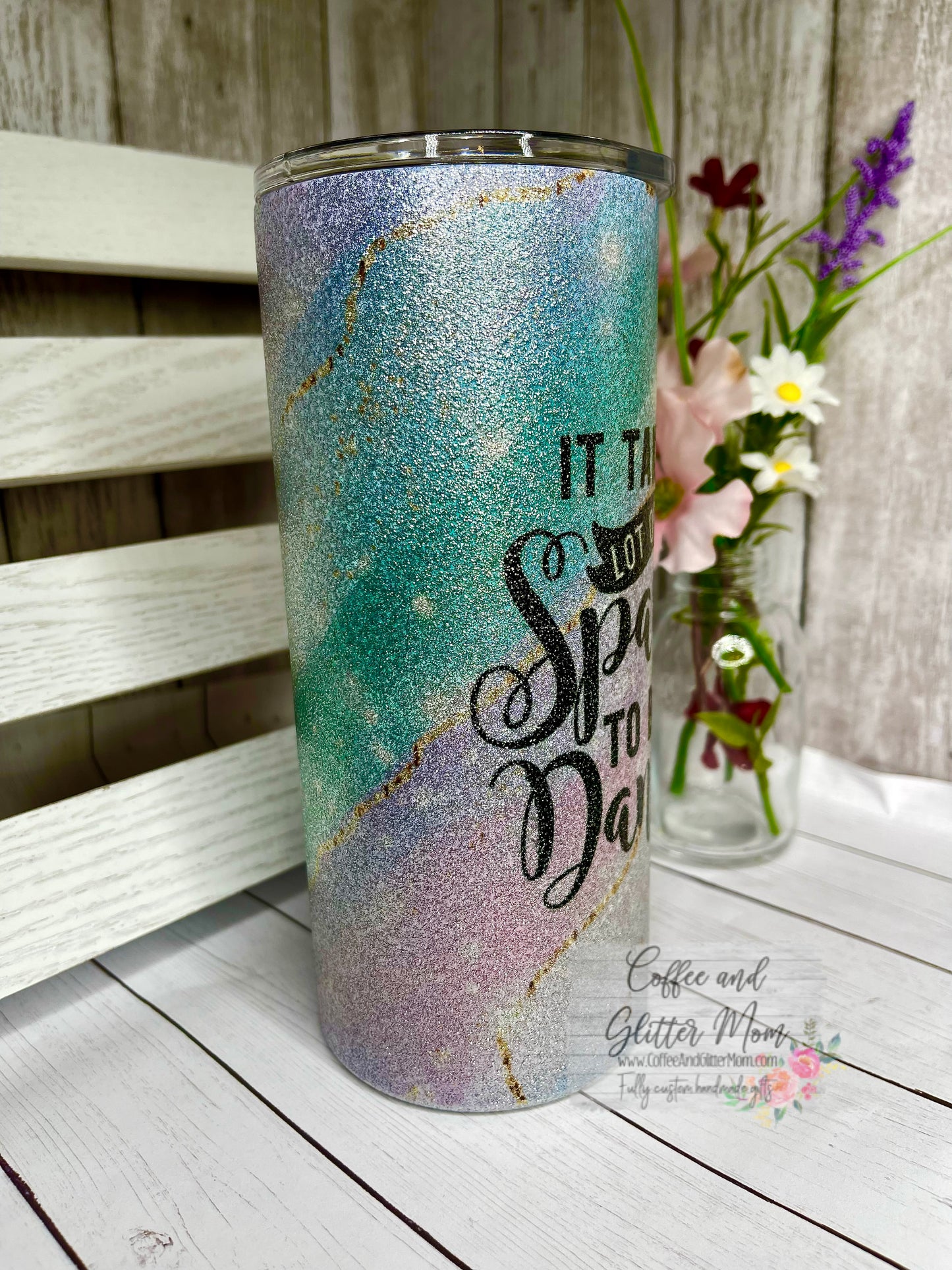 Takes Sparkle To Dance 15oz Silver Glitter Skinny Tumbler