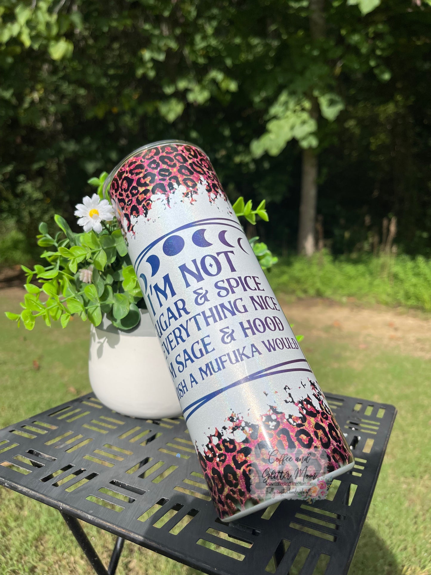 Not Sugar and Spice 20oz Holographic White Skinny Tumbler