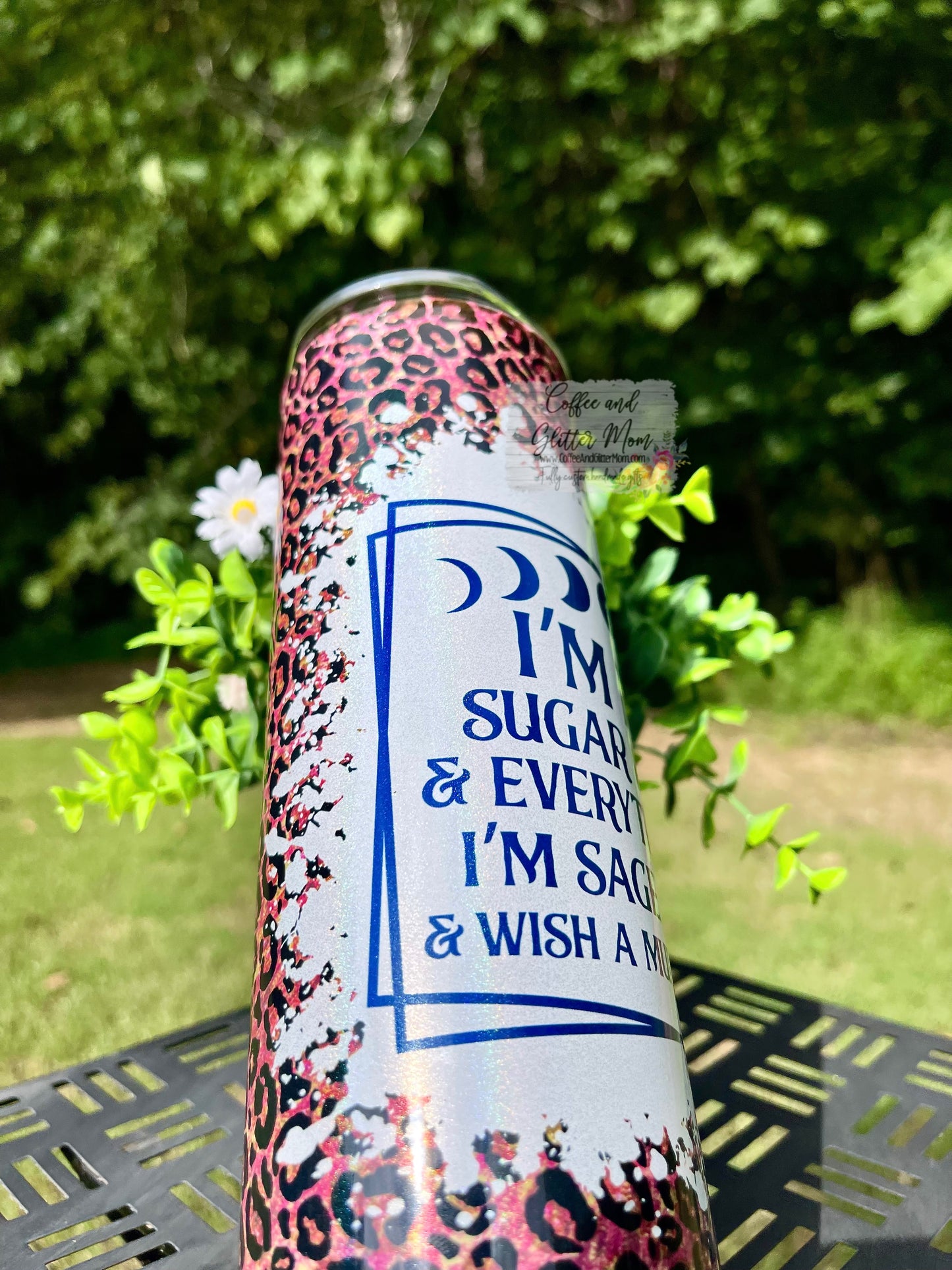Not Sugar and Spice 20oz Holographic White Skinny Tumbler