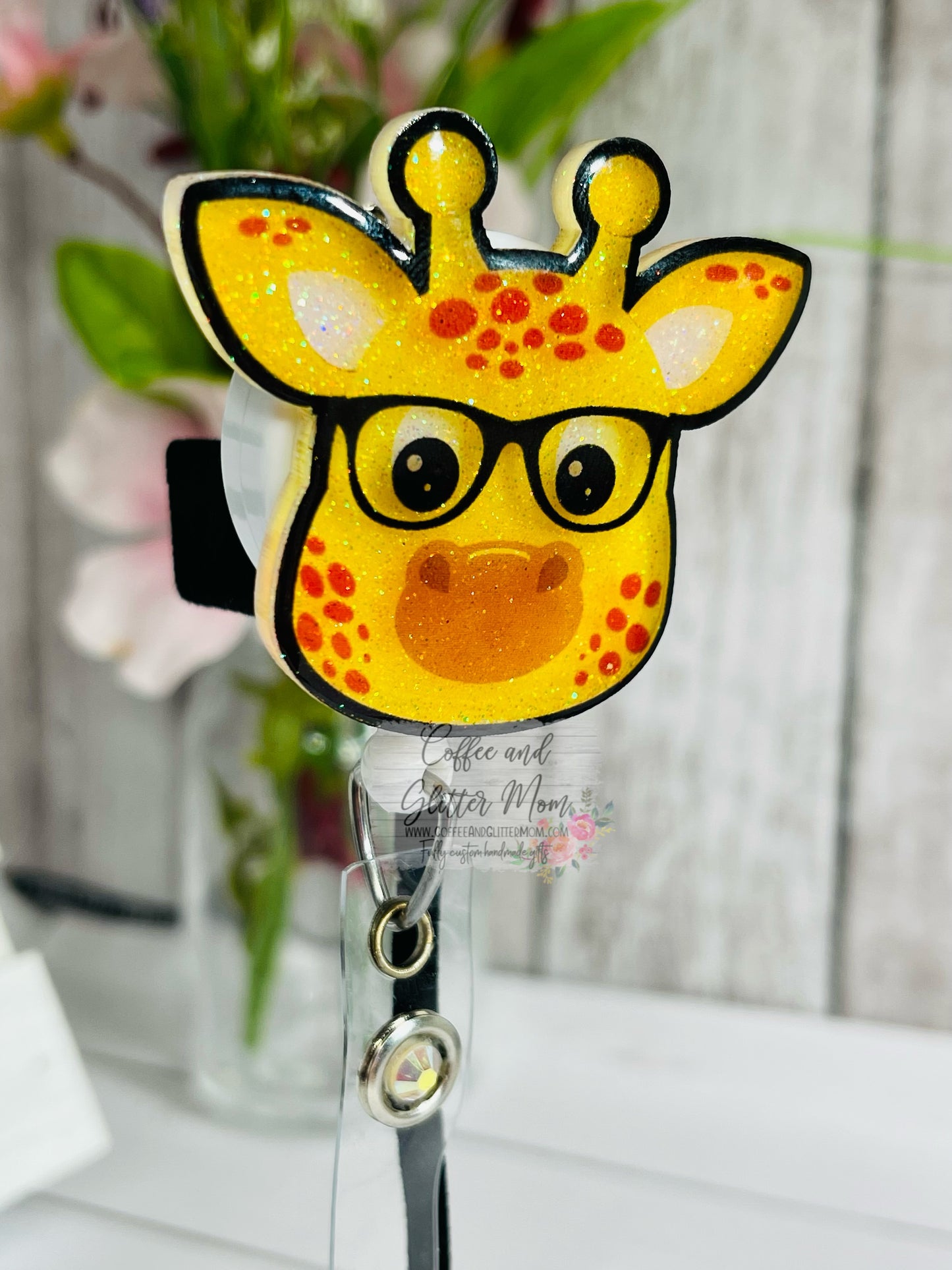 Glasses Giraffe Designer Badge Reel