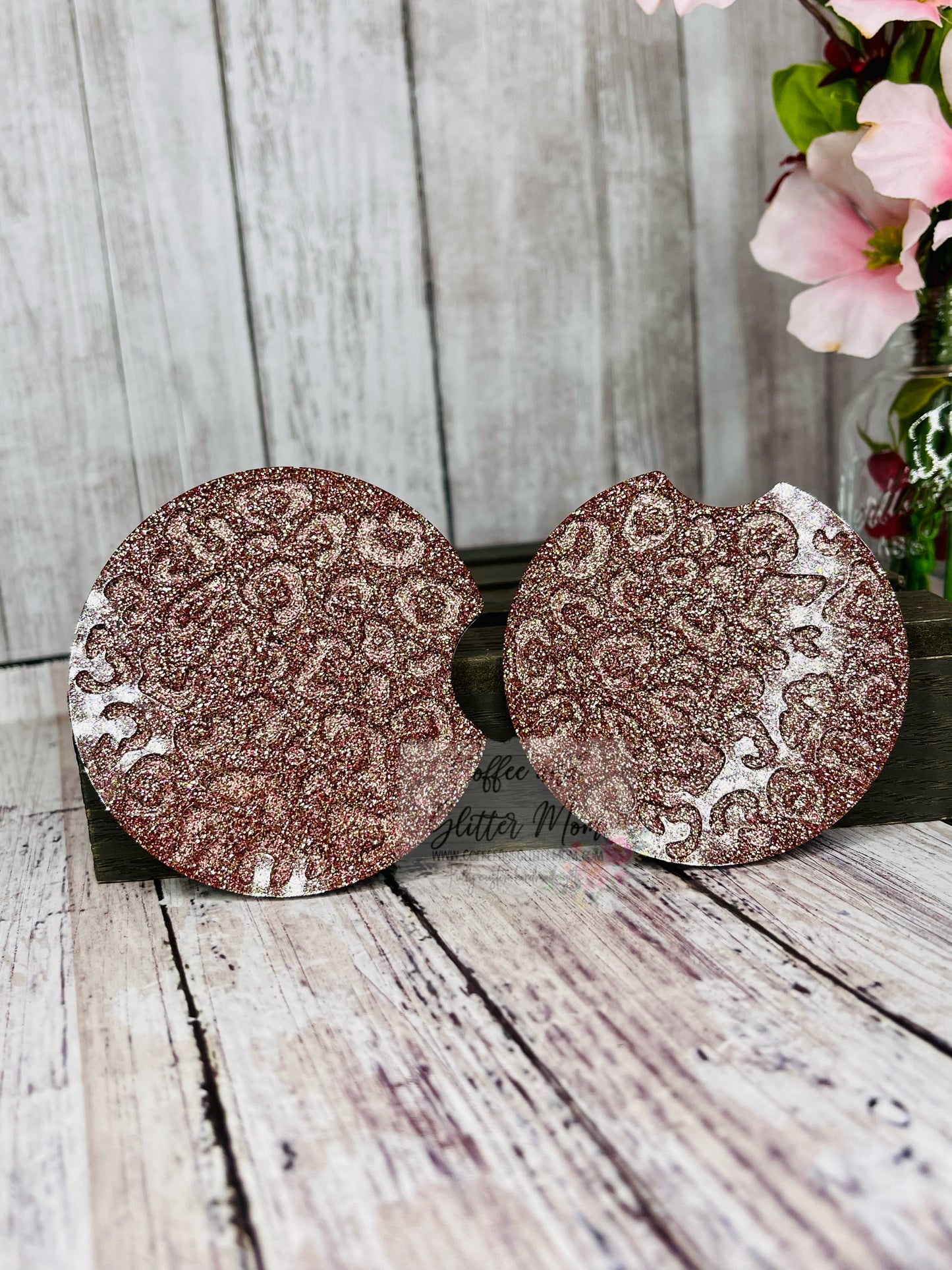Rose Gold Car Coaster Set
