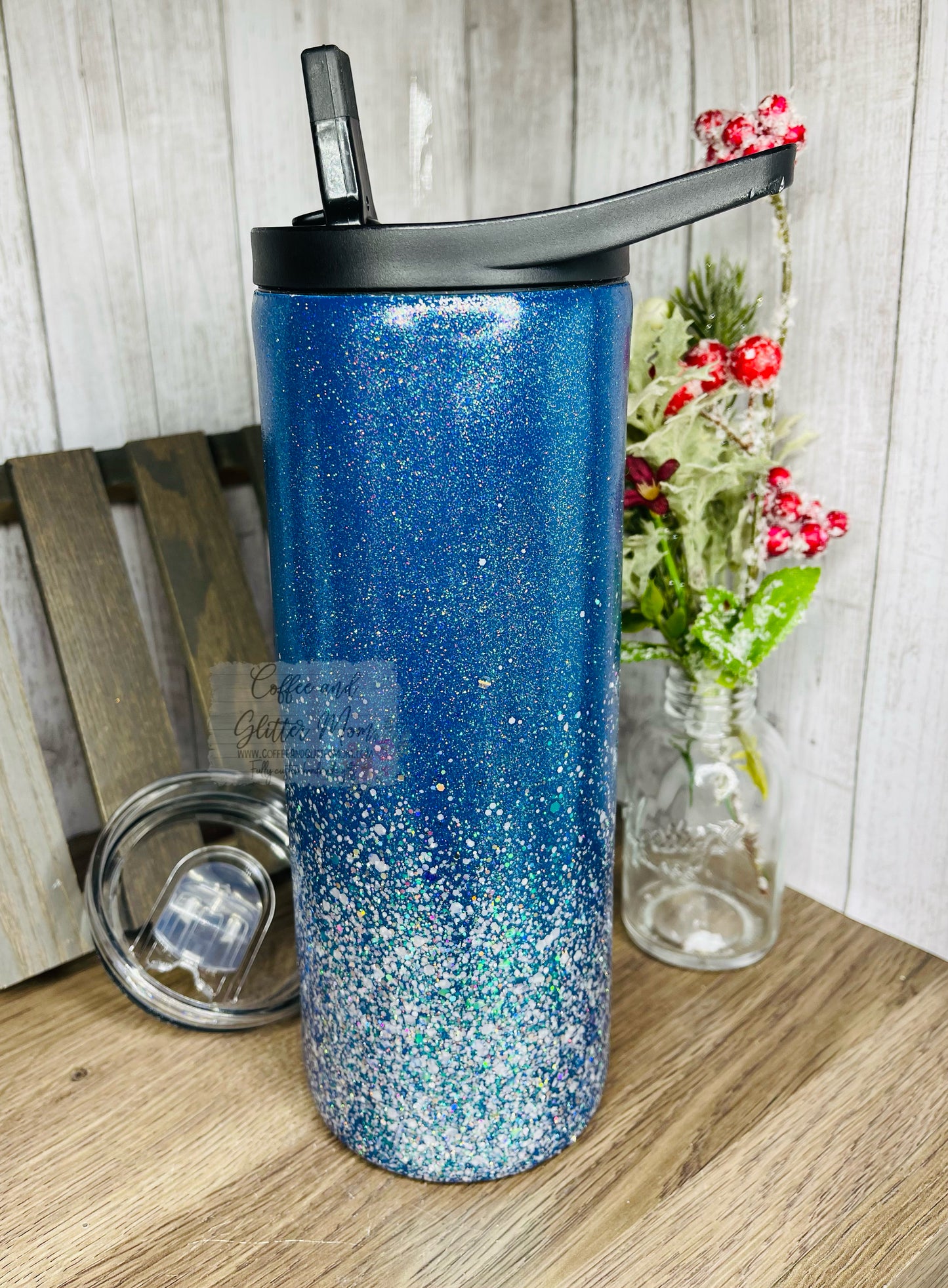 Dark Blue Classy 25oz Duo-Lid Skinny