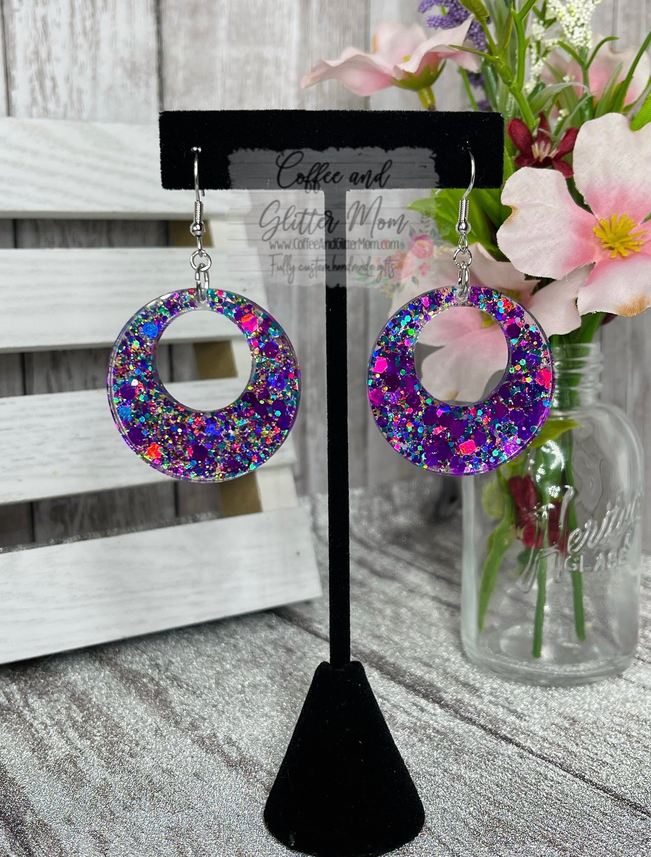 Purple Peacock Earrings