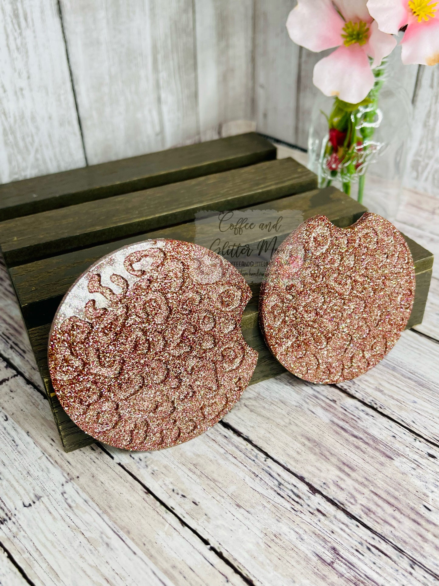 Rose Gold Car Coaster Set