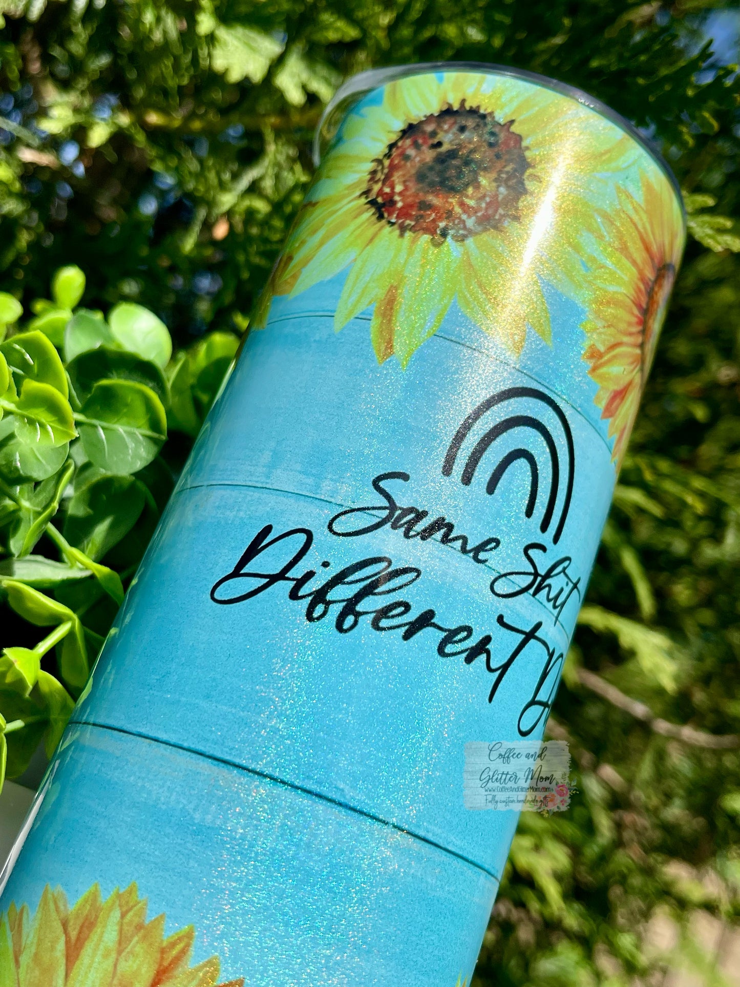 Same Shit Different Day 20oz Sunflower Mint Rainbow Skinny Tumbler