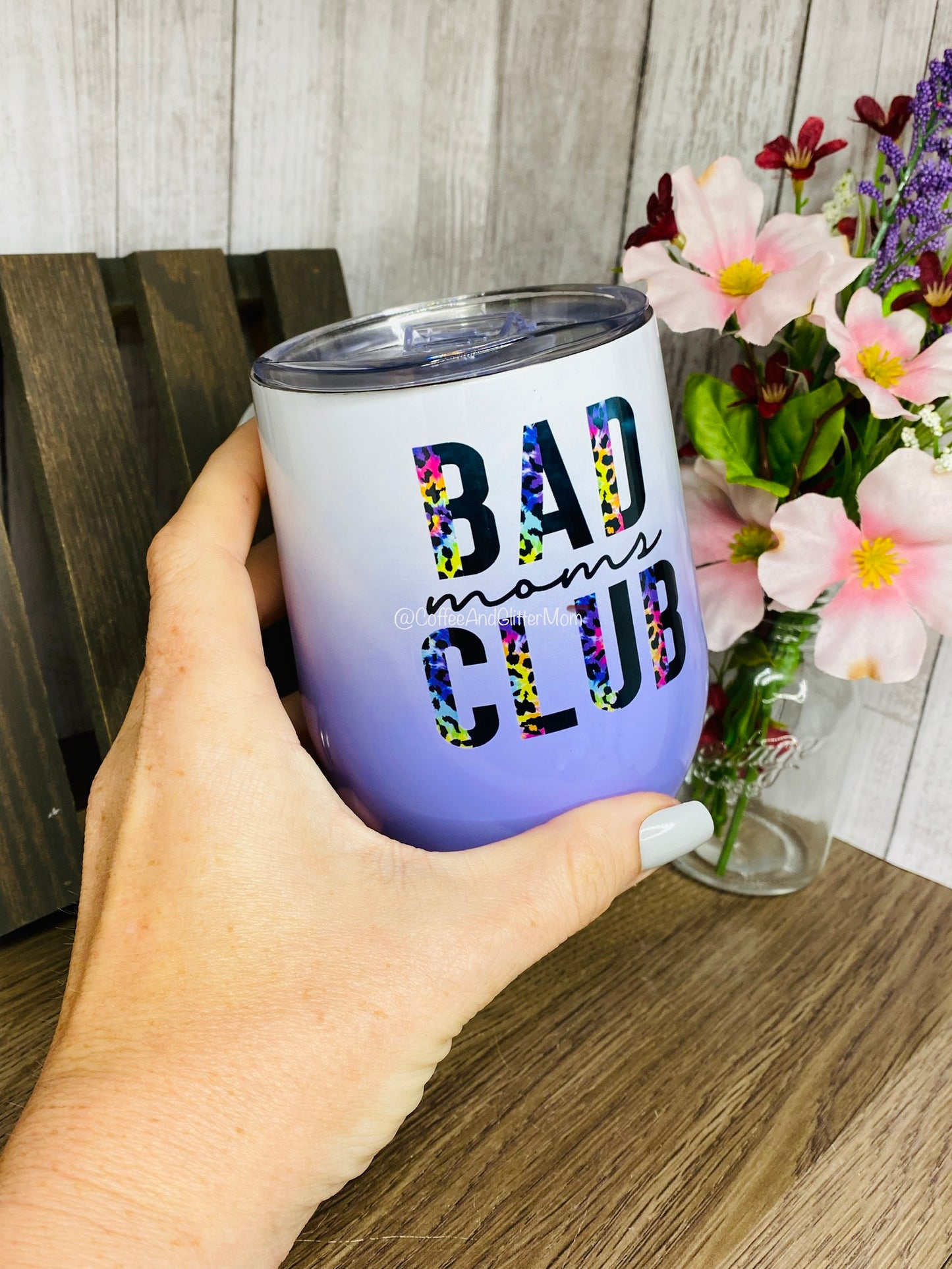 Bad Mom's Club 12oz Ombre Purple Wine Tumbler