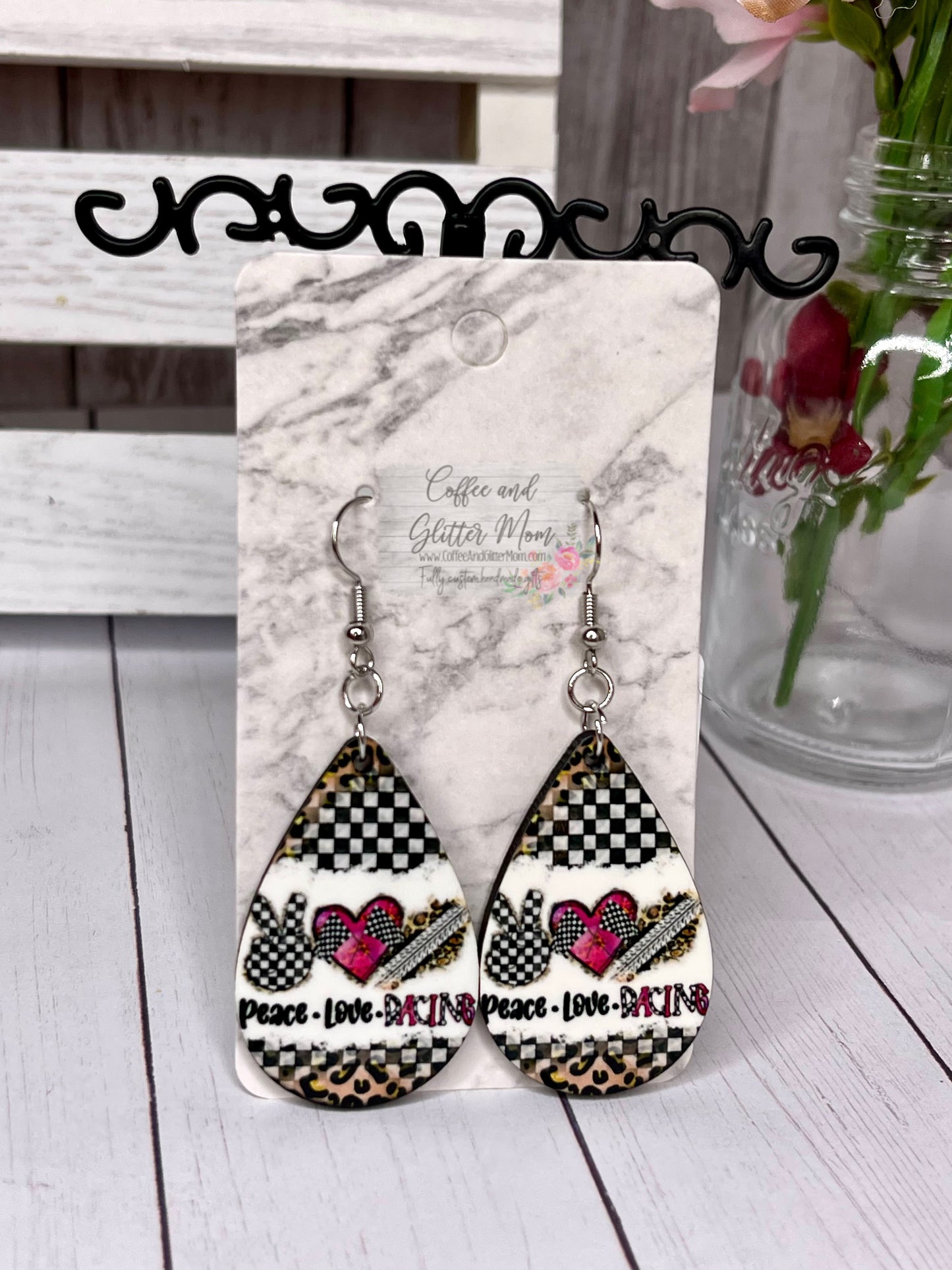 Peace Love Racing Earrings