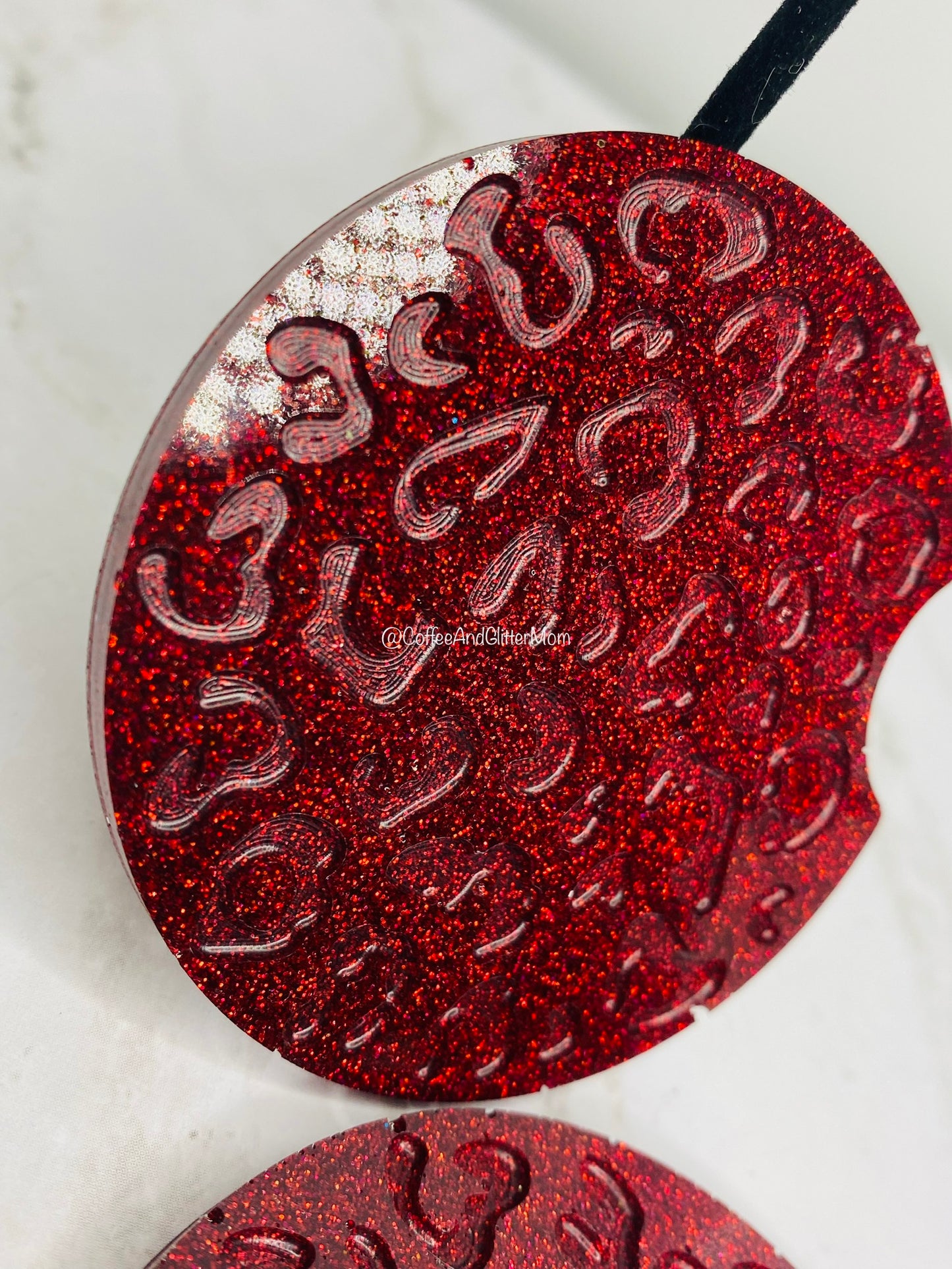 Leopard Print Holographic Red Car Coaster Set