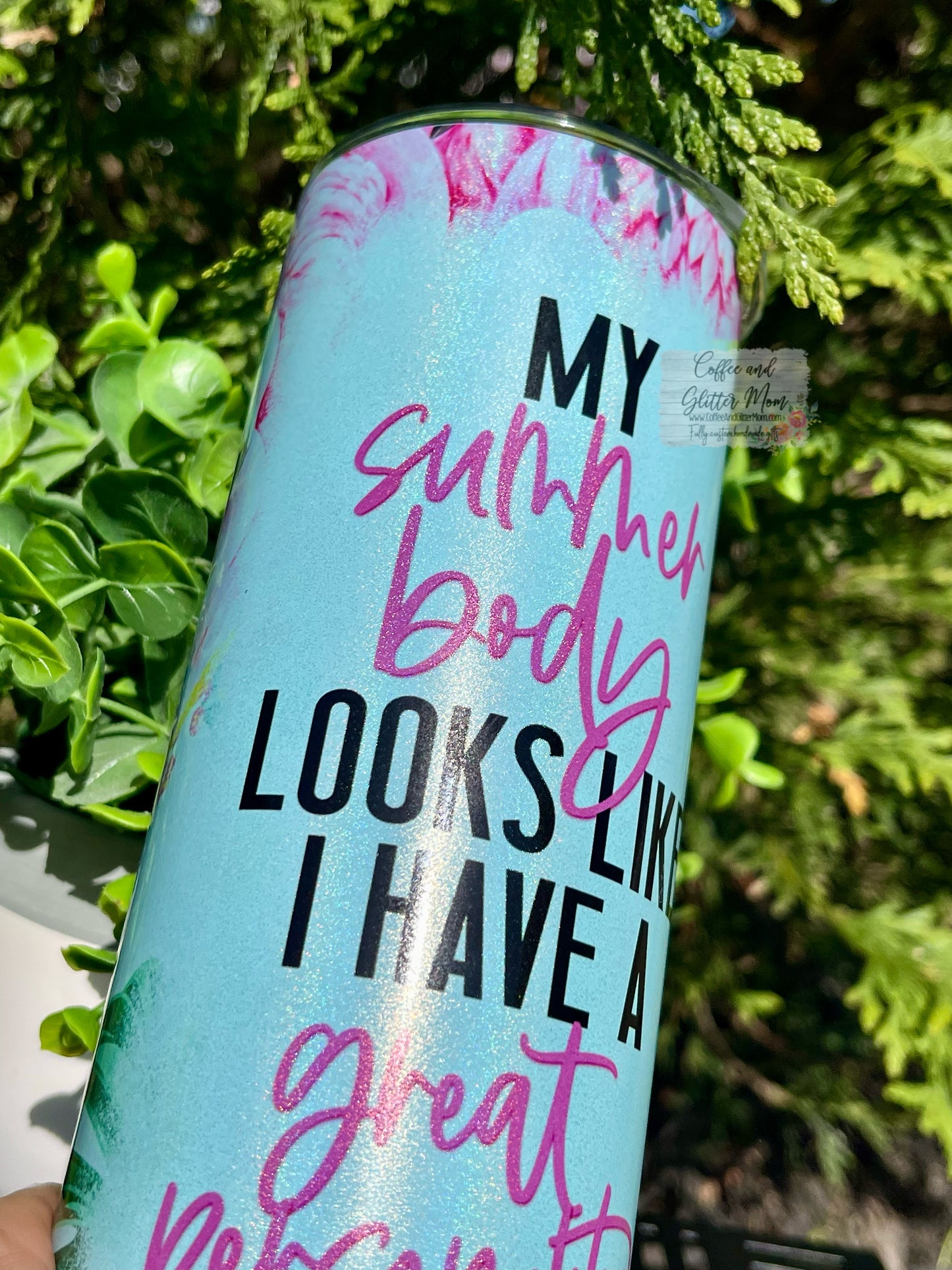 My Summer Body Great Personality 20oz Mint Rainbow Skinny Tumbler