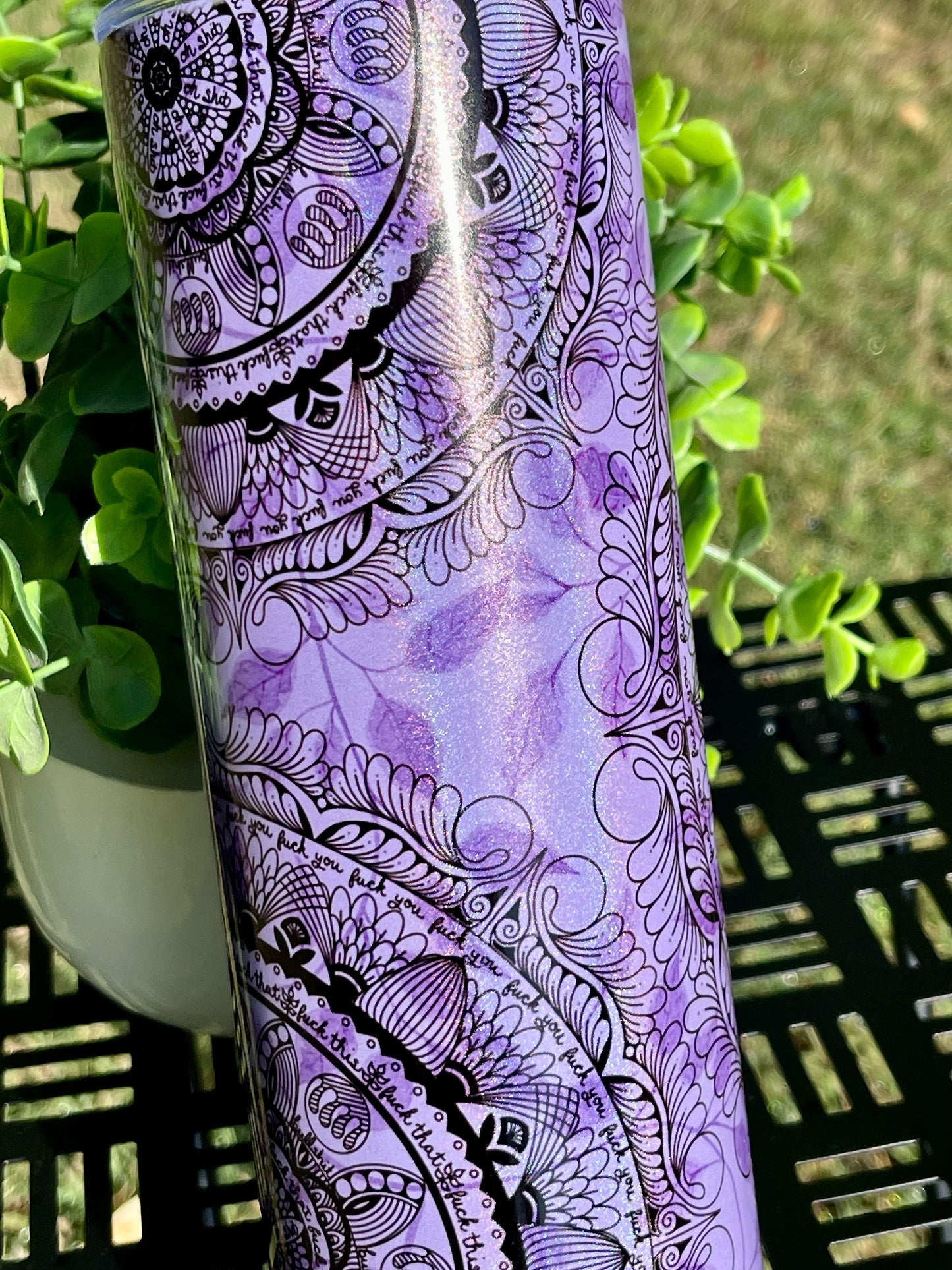 Naughty Mandala 20oz Purple Rainbow Skinny Tumbler