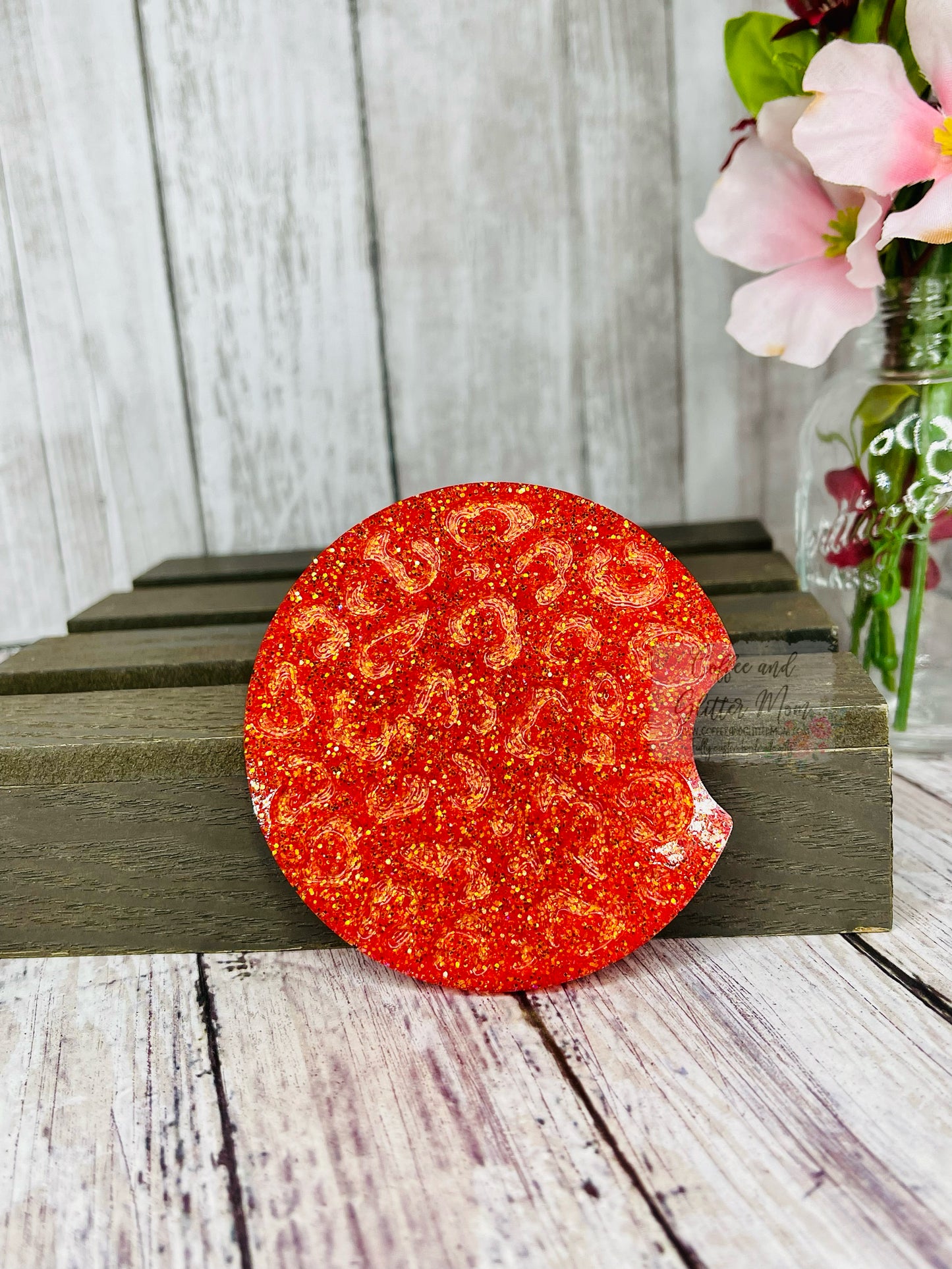 Animal Print Sunfire Orange Large Car Coaster