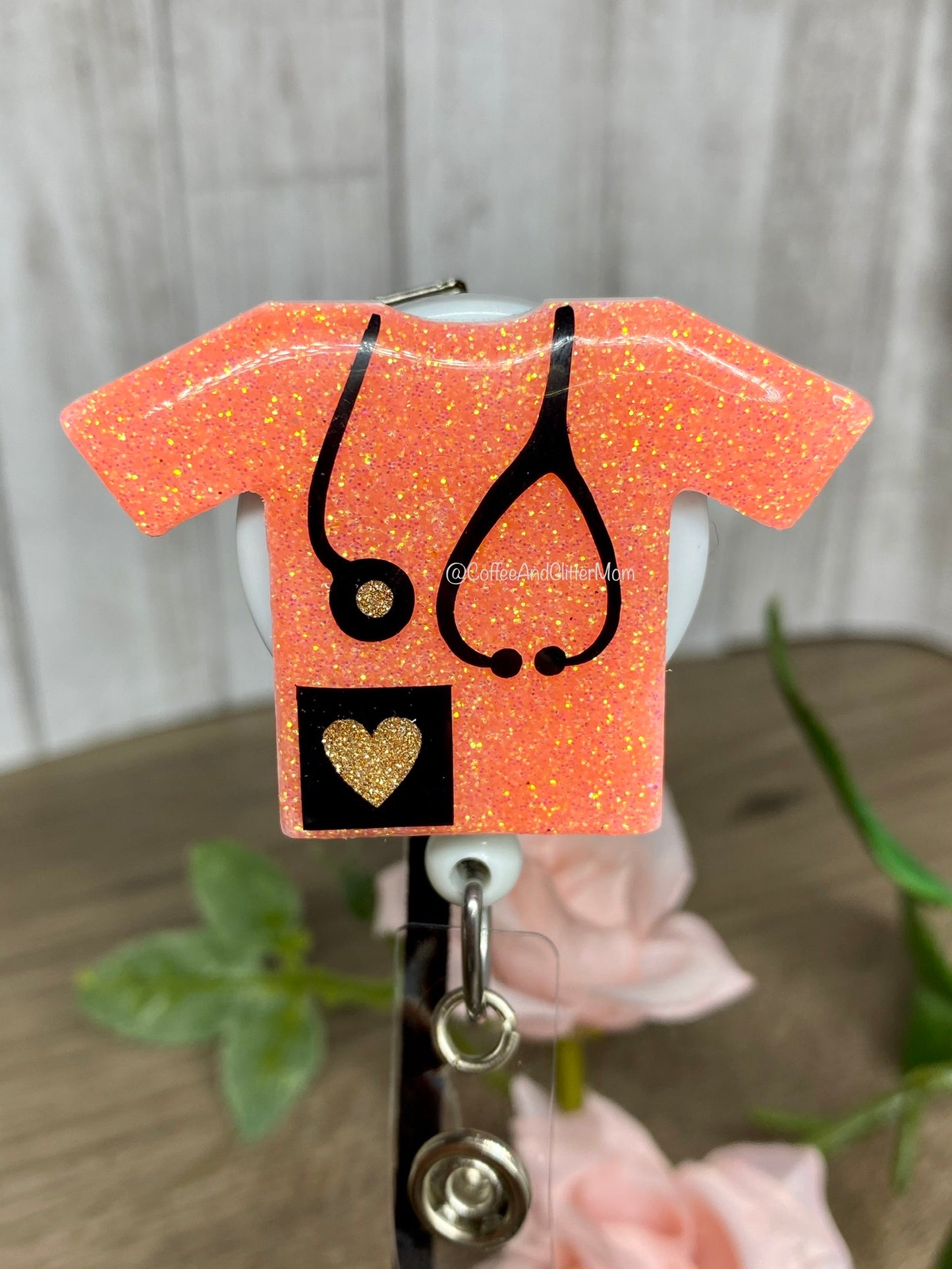 Coral Scrubs Badge Reel