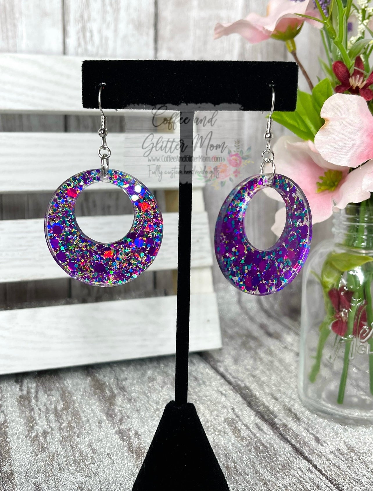 Purple Peacock Earrings