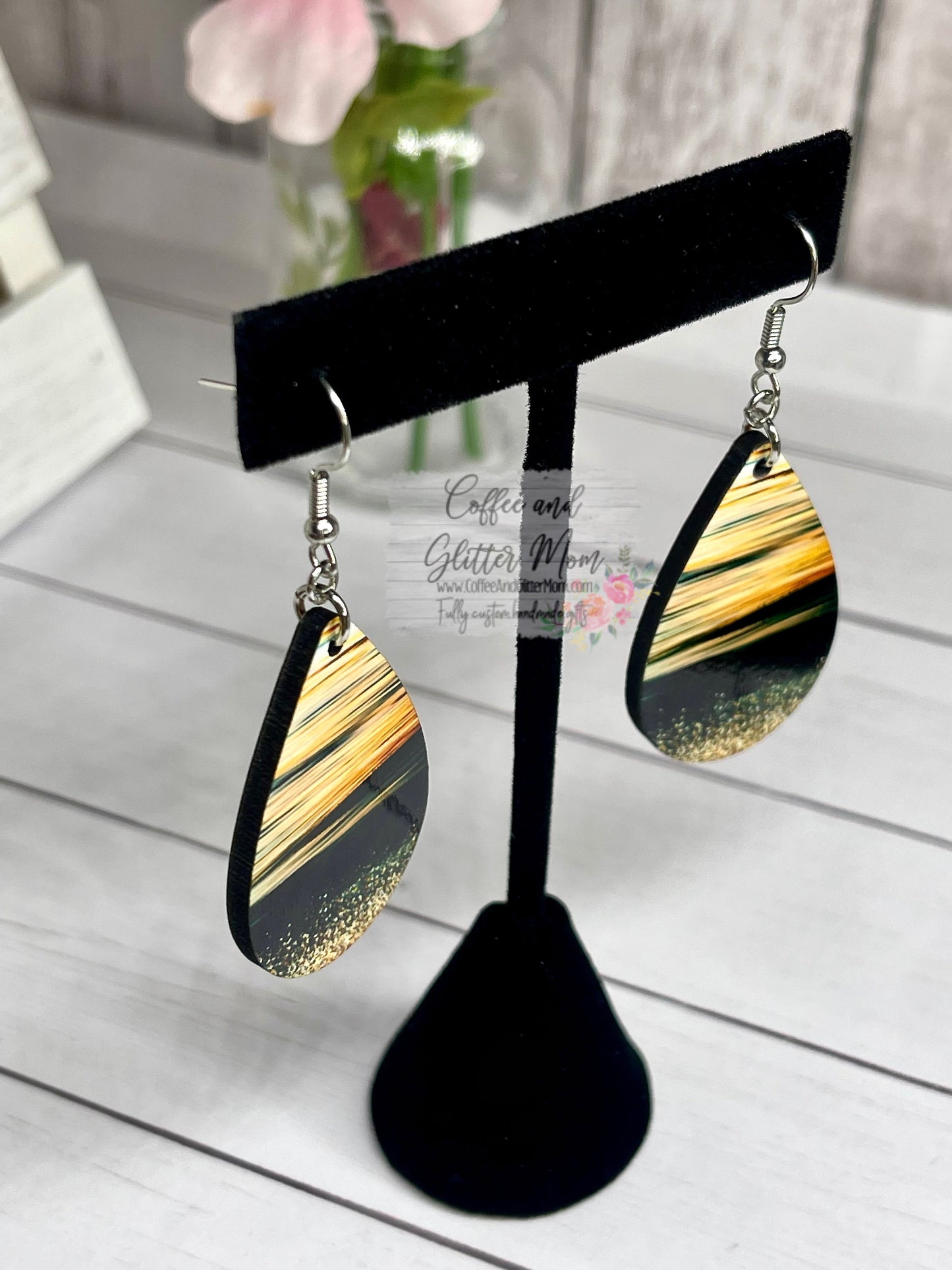 Beach At Night Teardrop Earrings RTS