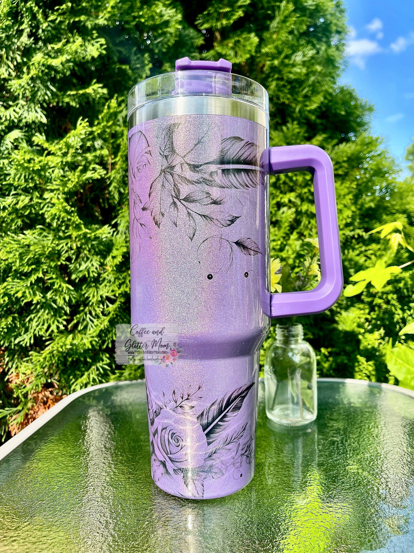 Might Be Alcohol Purple 40oz Stan Dupe Holographic Travel Tumbler