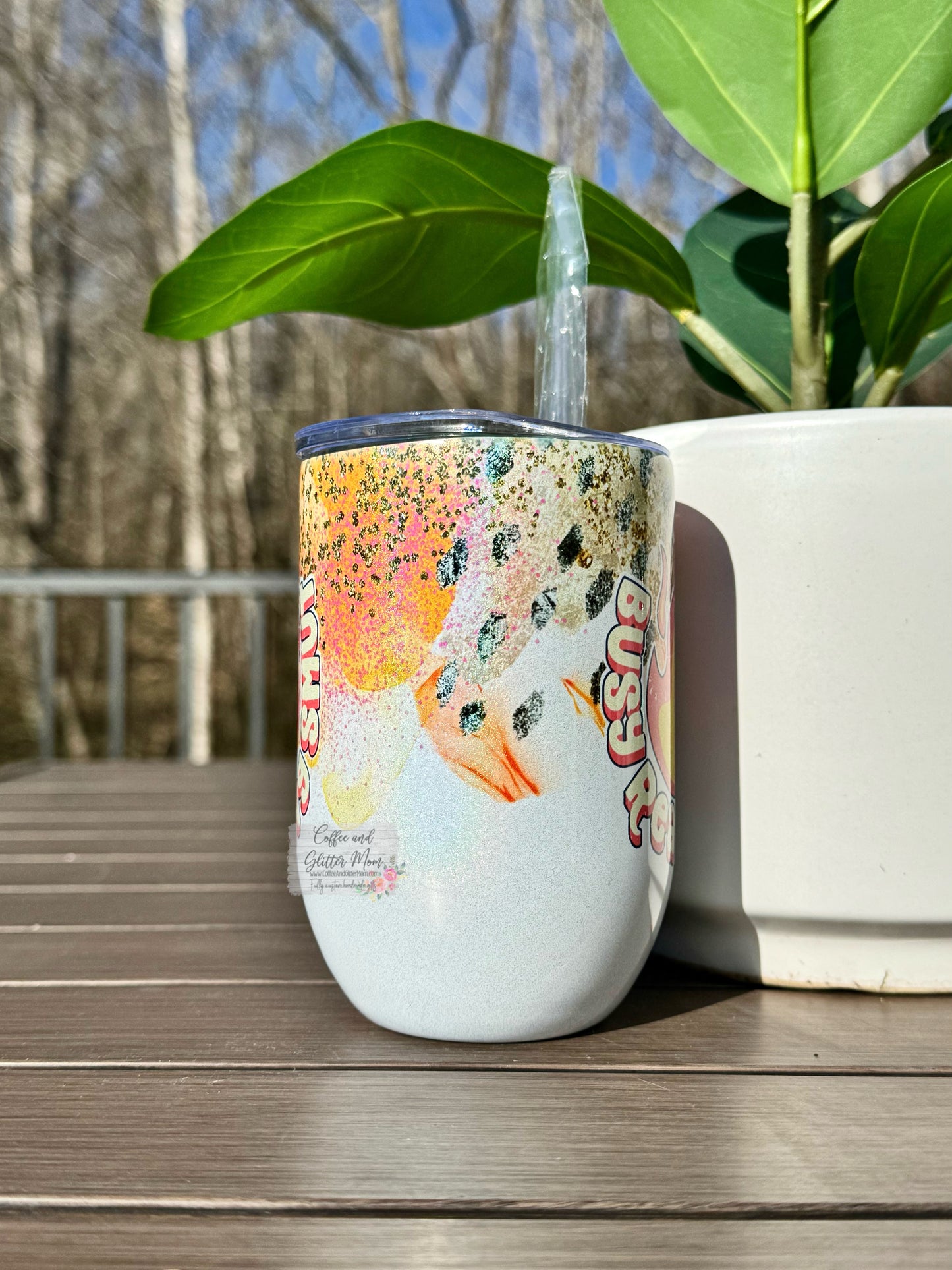 Busy Reading Smut 12oz Holographic Wine Tumbler