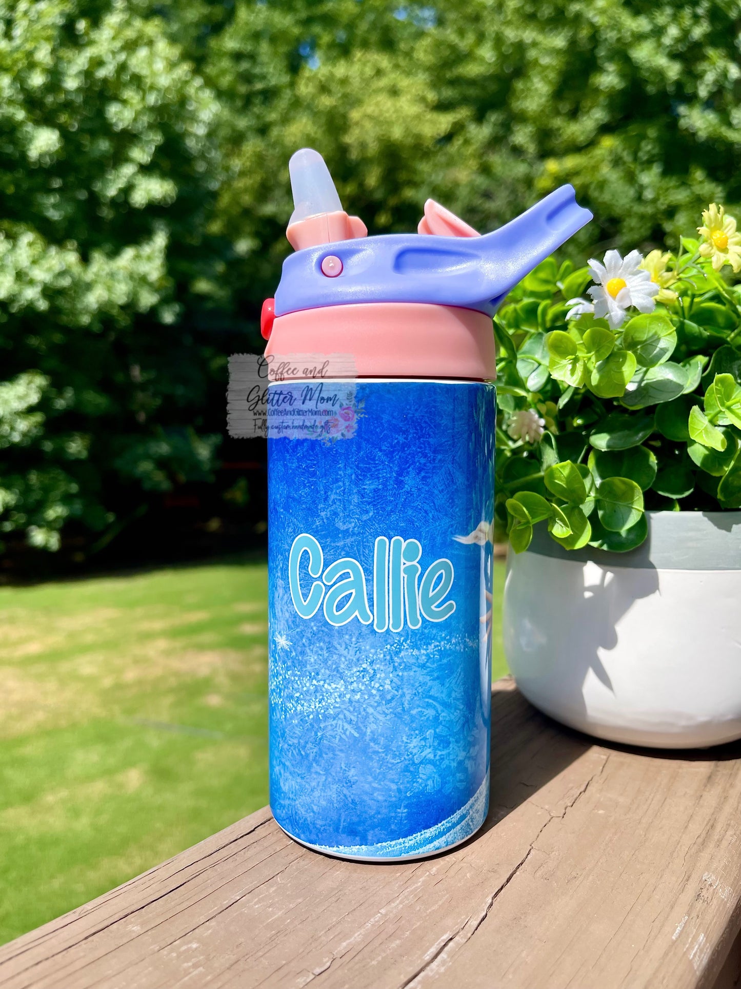 Custom 12oz Kids Pink Top Water Bottle Tumbler