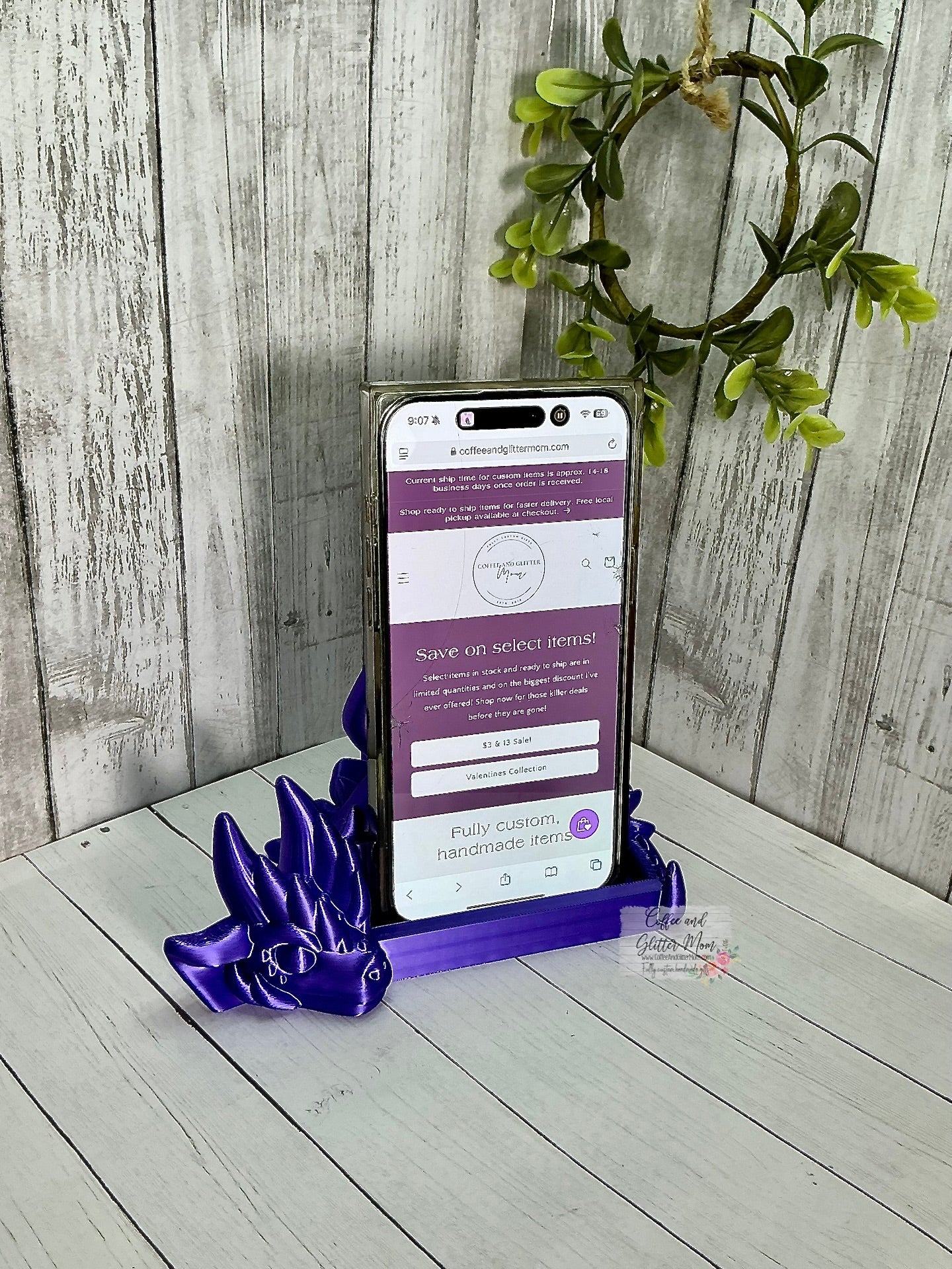 Purple Silk Dragon Phone/Business Card Holder