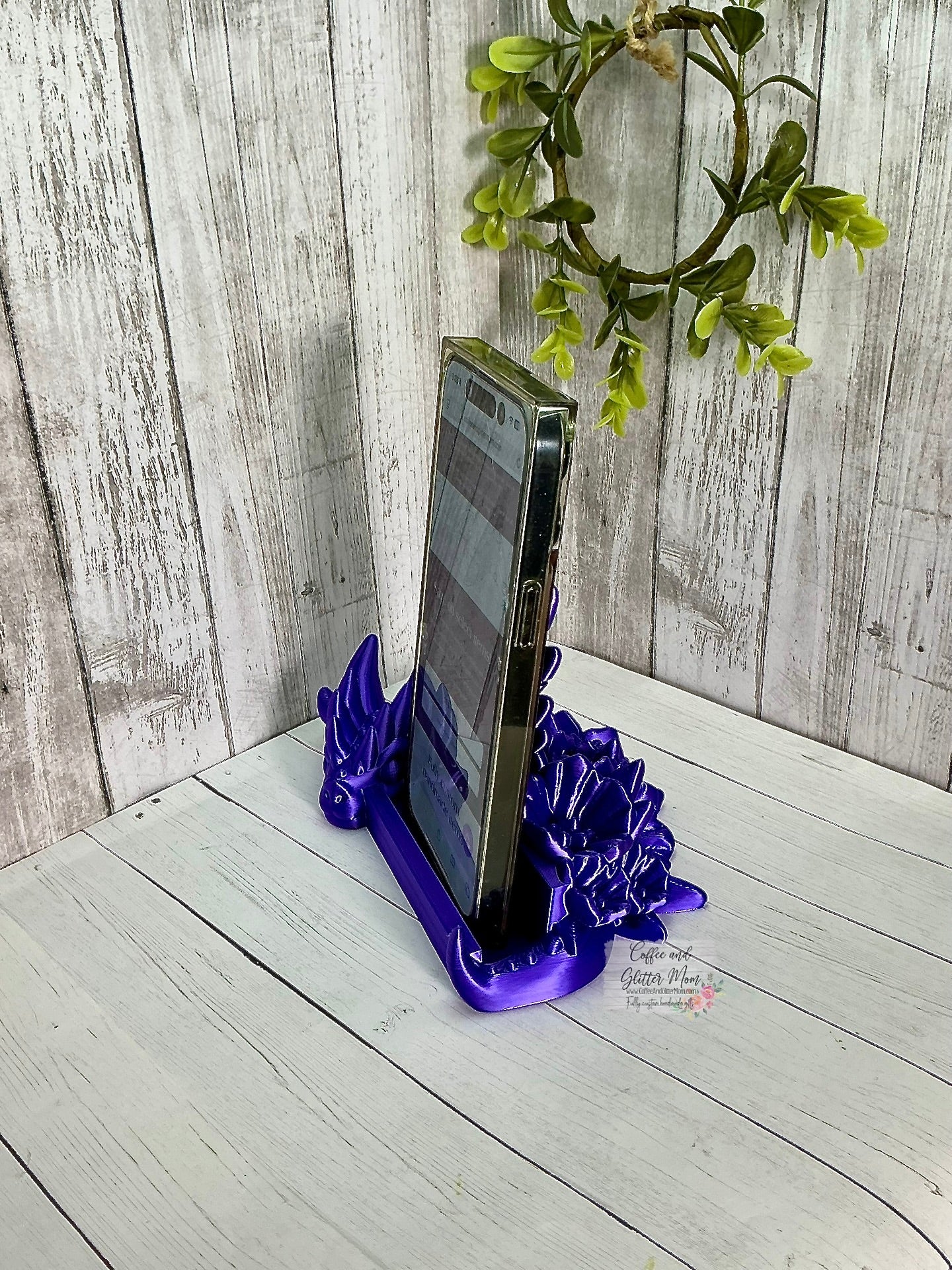 Purple Silk Dragon Phone/Business Card Holder