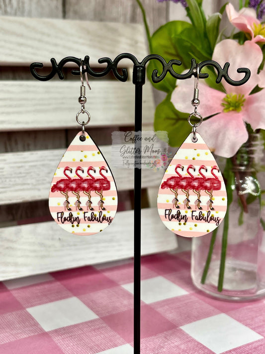 Flocking Fabulous Flamingo Teardrop Earrings RTS