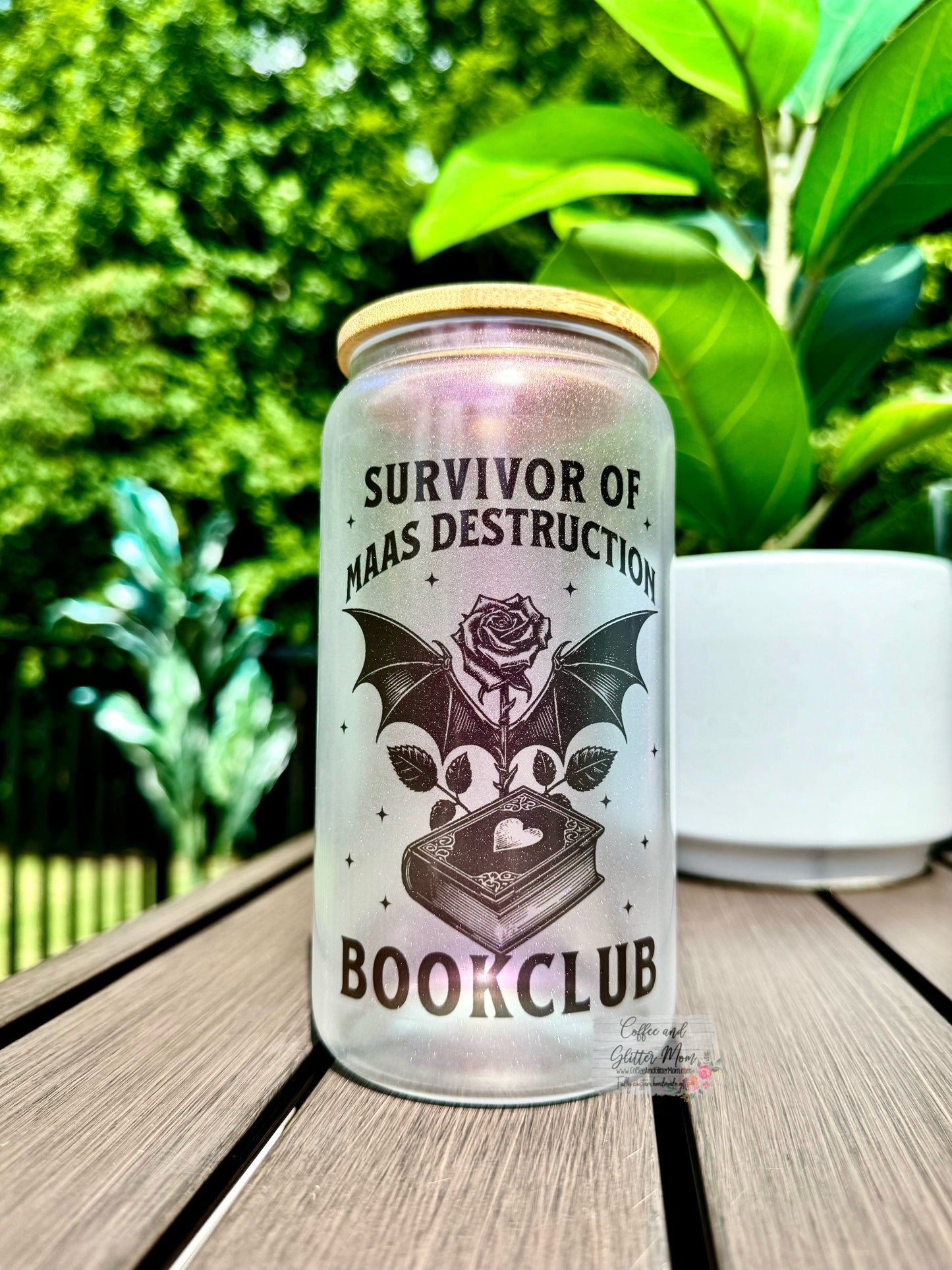 Survivor of Maas Destruction Book Club 16oz Iridescent Glass Can