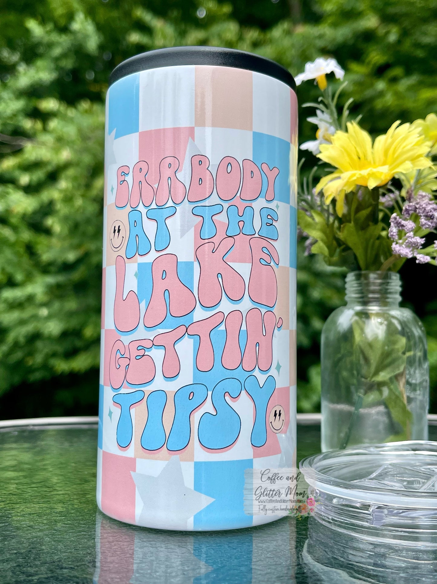 Everybody At The Lake Gettin' Tipsy Skinny Can Cooler Duo-Lid Tumbler