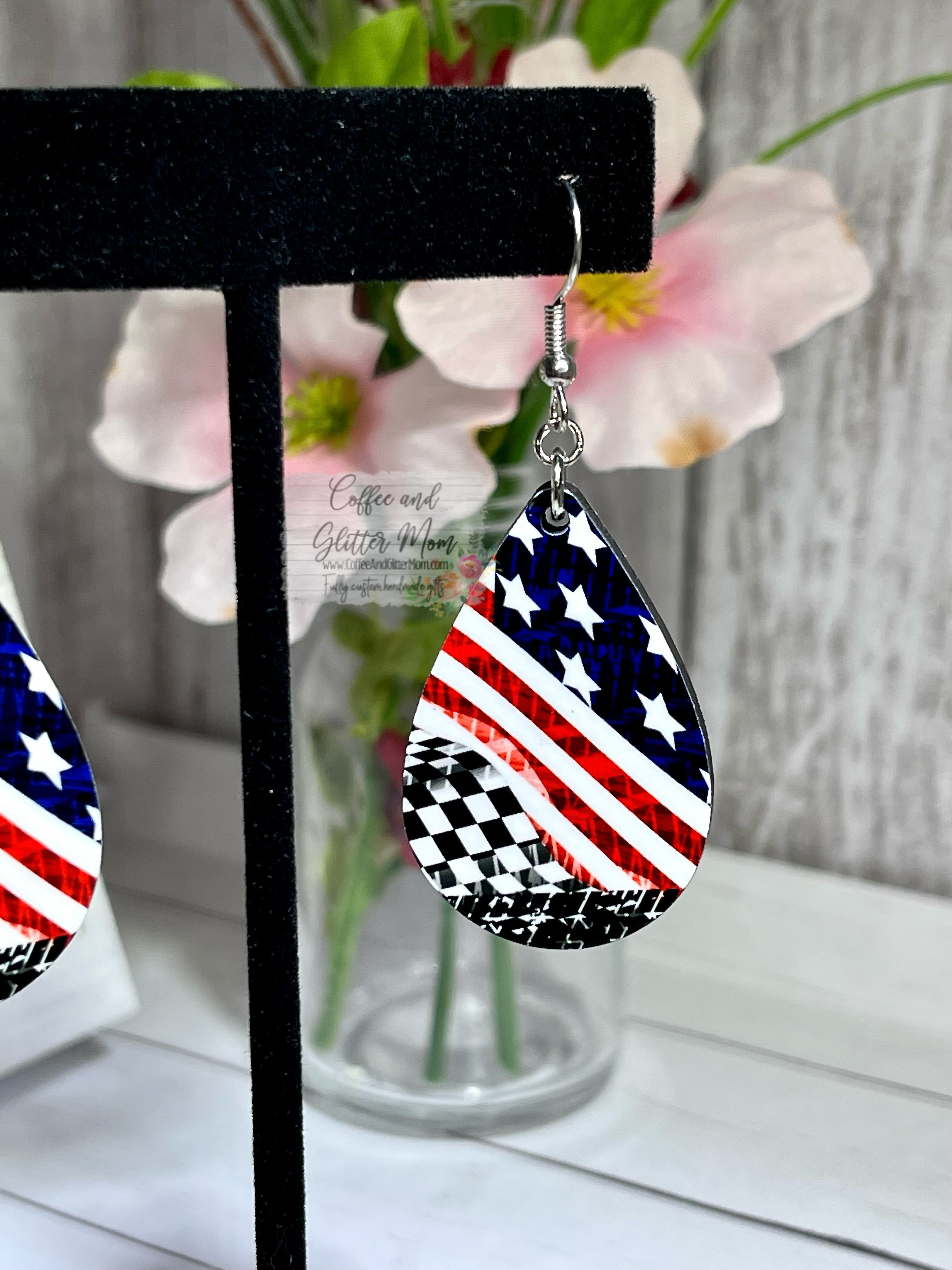 Checkered on sale flag earrings