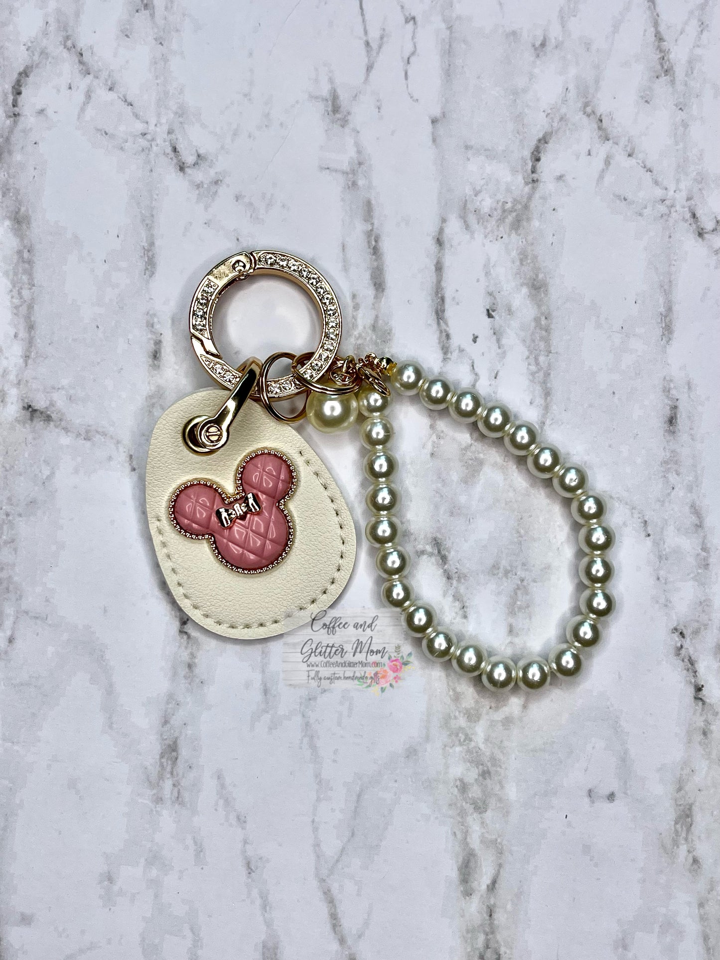Pearl Pink Mouse Keychain