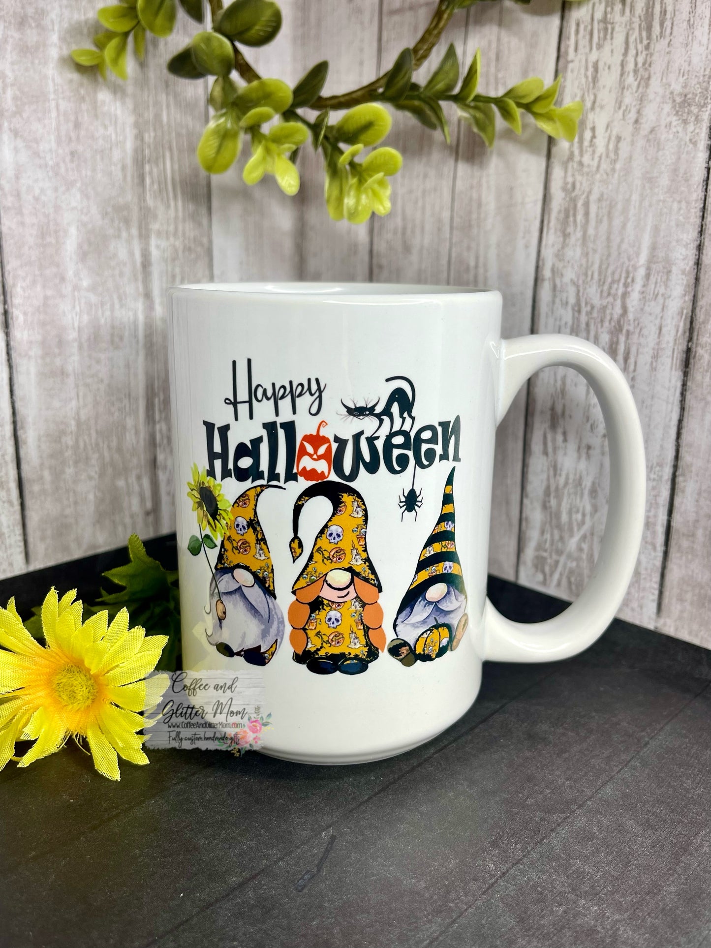 Thankful/Happy Halloween Gnomes 15oz Ceramic Mug