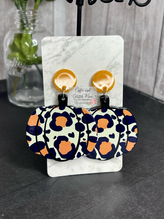 Leopard Pumpkin Acrylic Earrings