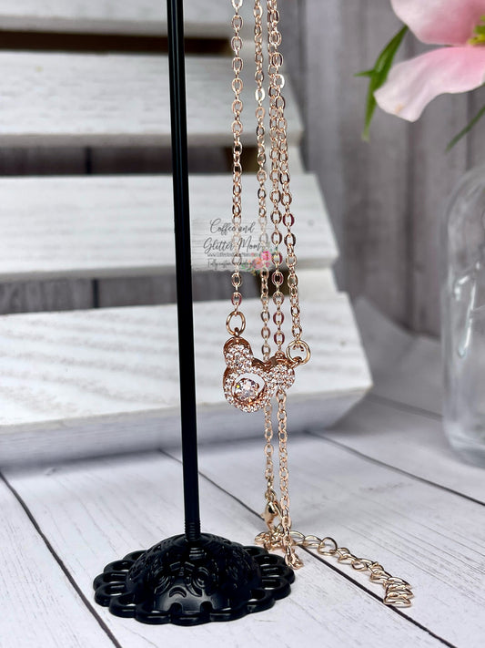 Floating Stone Mouse Rose Gold Necklace