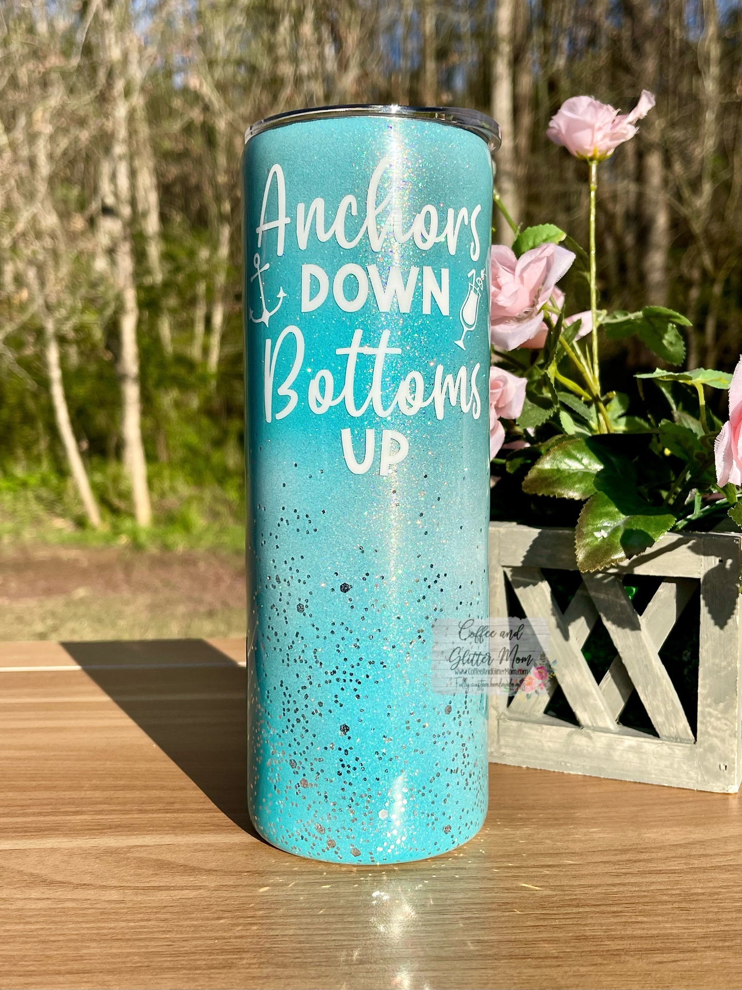 Anchors Down Bottoms Up 20oz Skinny Tumbler