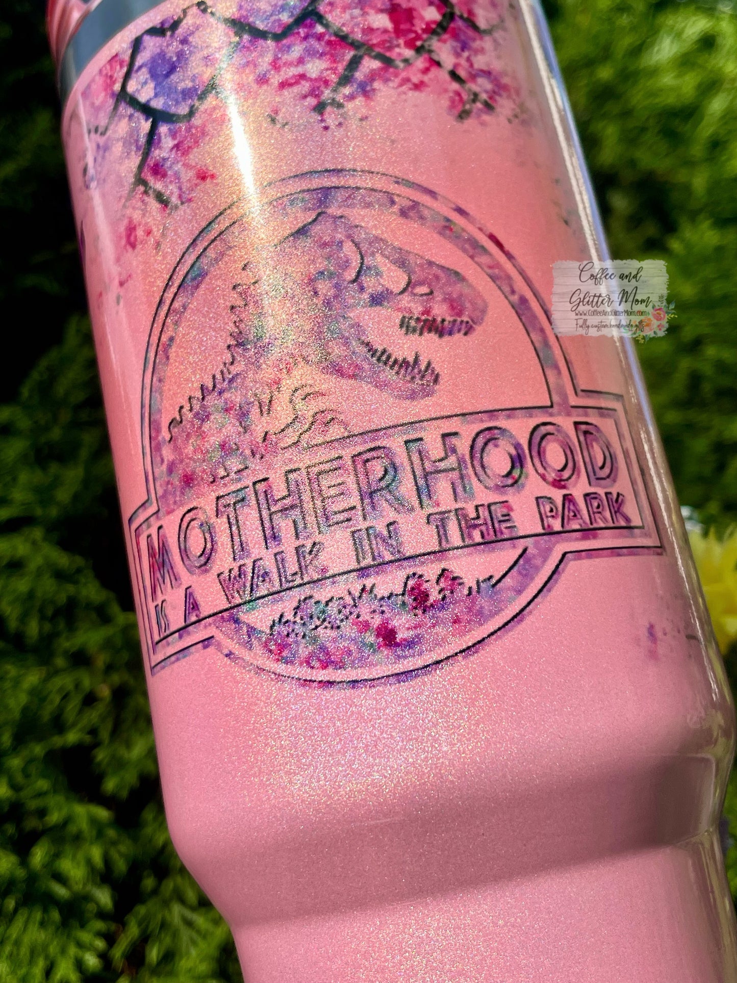 Mamasaurus Pink 40oz Stan Dupe Holographic Travel Tumbler