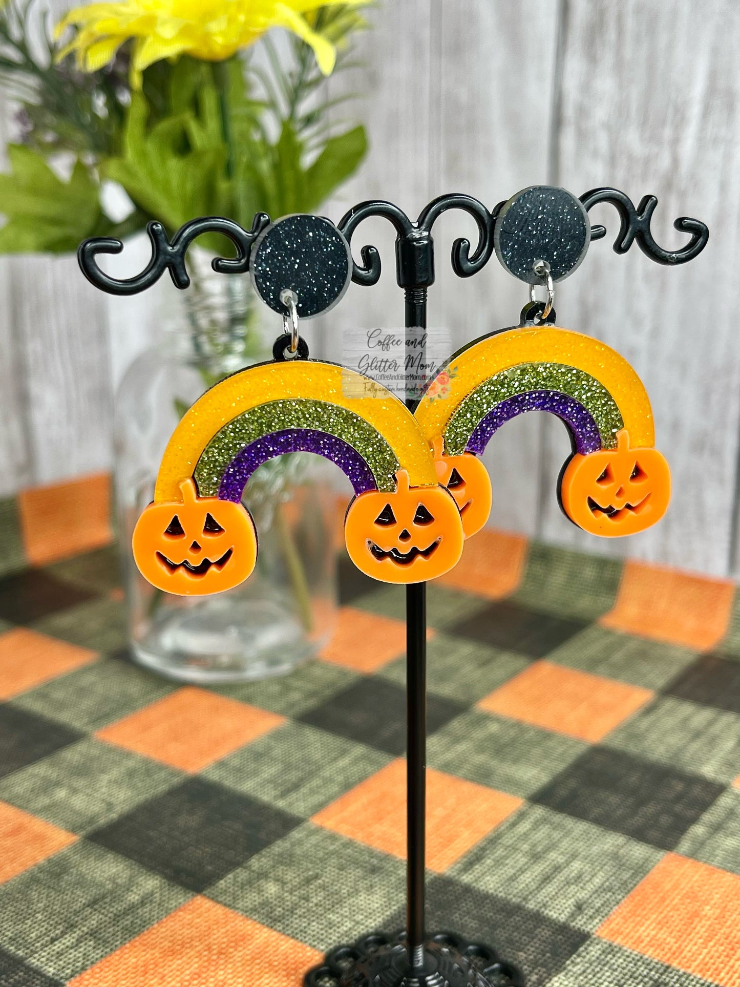 Pumpkin Rainbow Acrylic Earrings