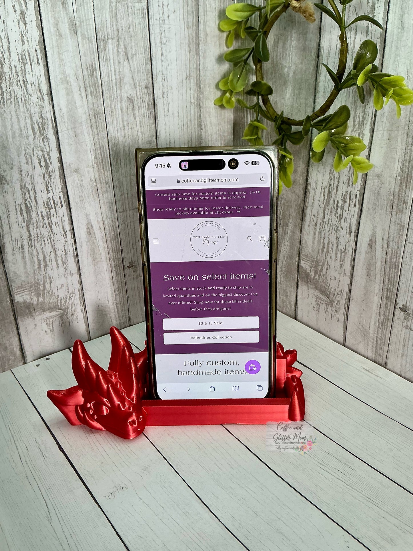 Red Silk Dragon Phone/Business Card Holder