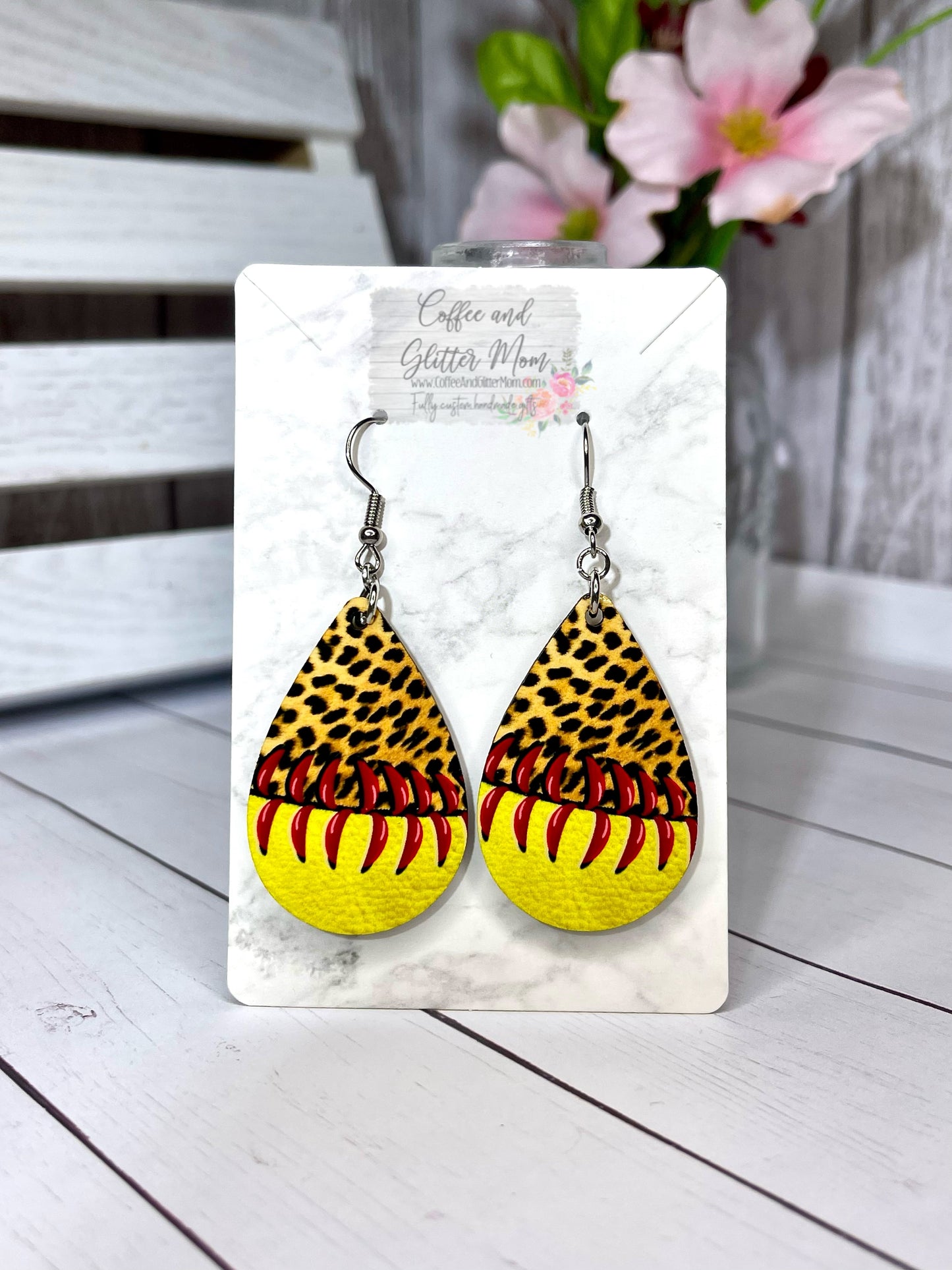 Animal Print Softball Earrings RTS