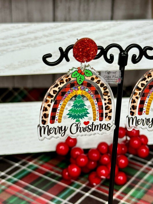 Merry Christmas Rainbow Earrings