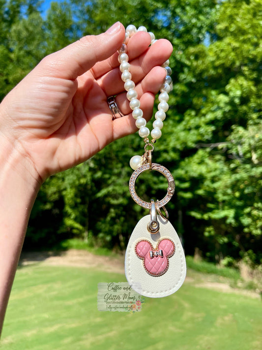 Pearl Pink Mouse Keychain