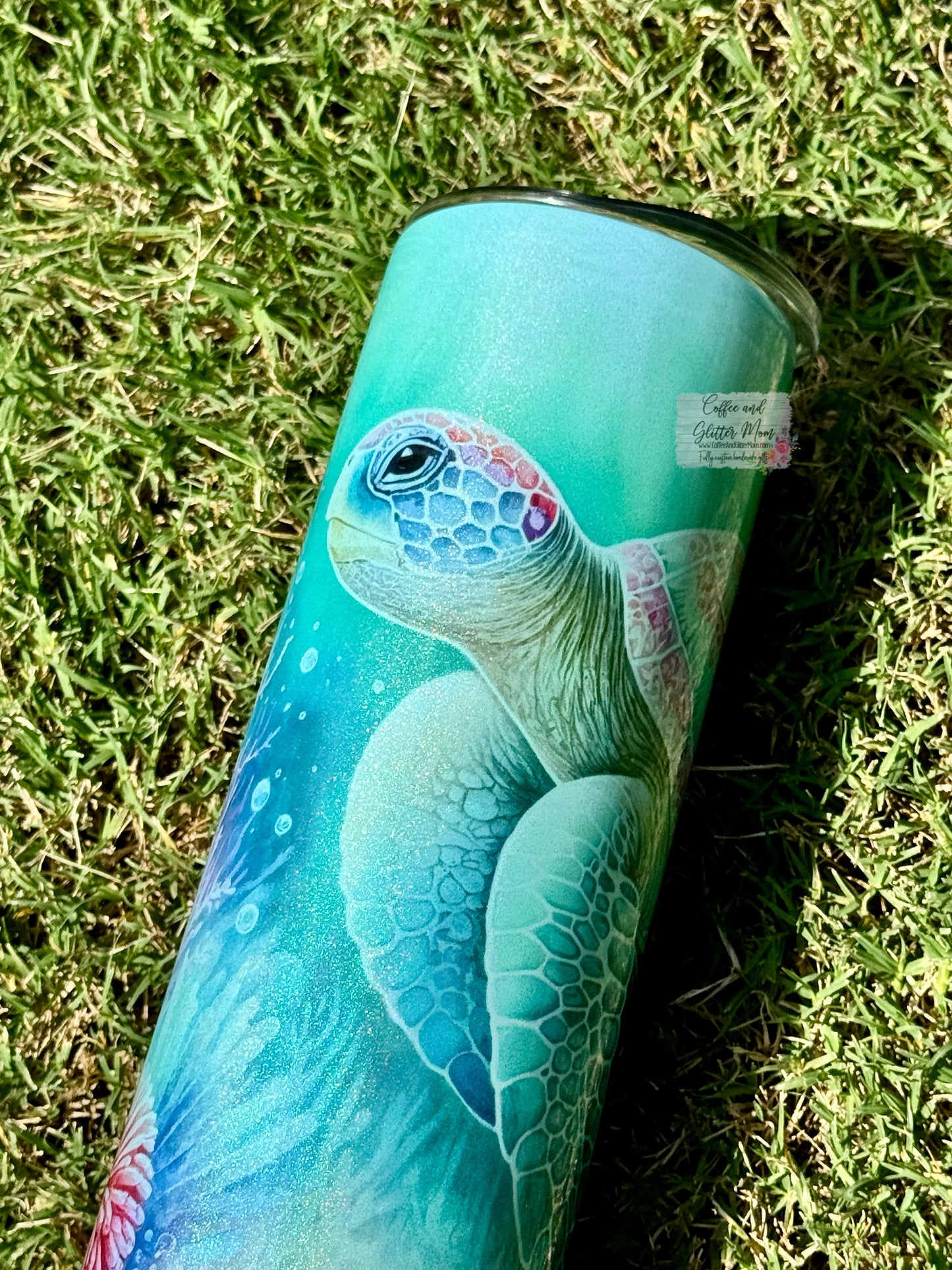 Sea Turtle 20oz Mint Rainbow Skinny Tumbler