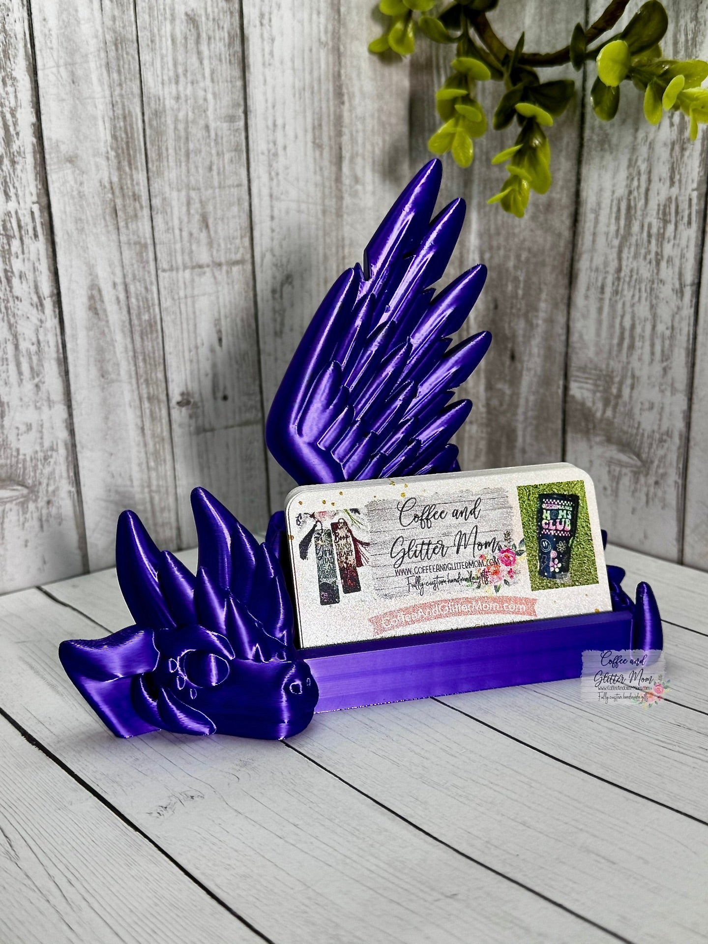 Purple Silk Dragon Phone/Business Card Holder