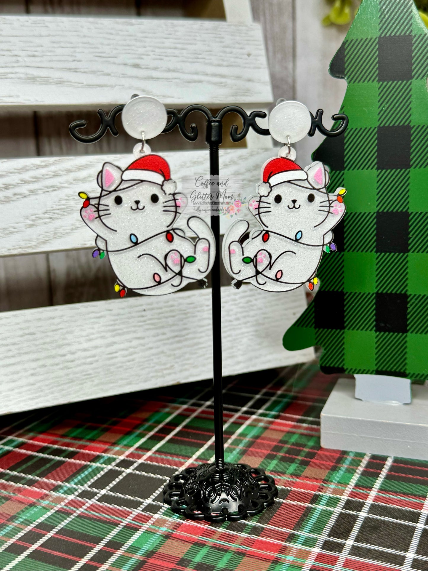 Christmas Kitten Earrings