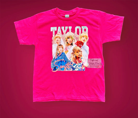 Taylor Mosaic Pink Youth Medium Tee