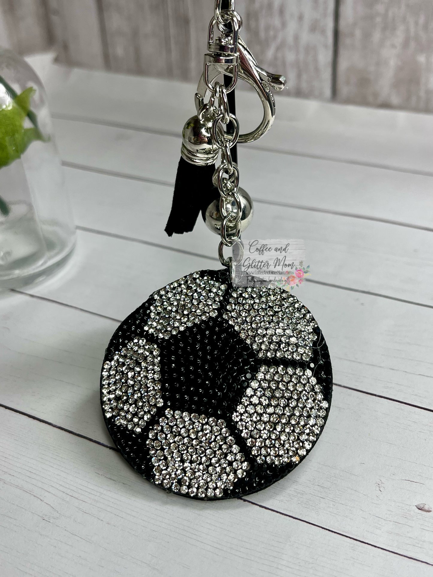 Rhinestone Soccer Ball Keychain
