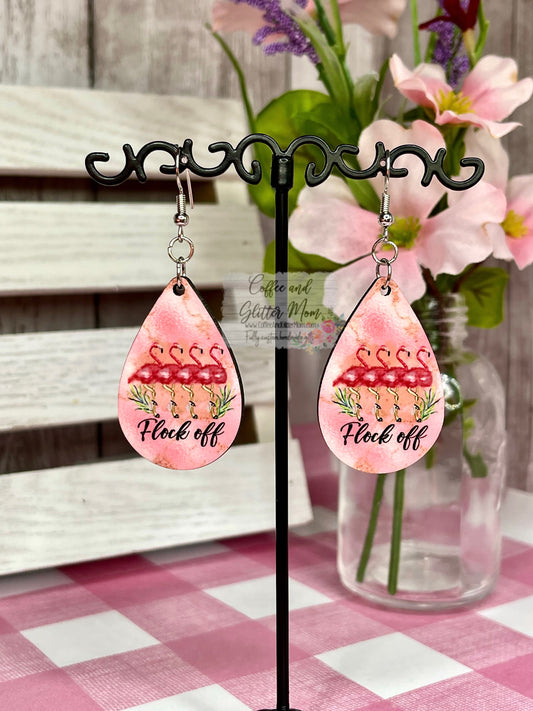 Flock Off Flamingo Teardrop Earrings RTS