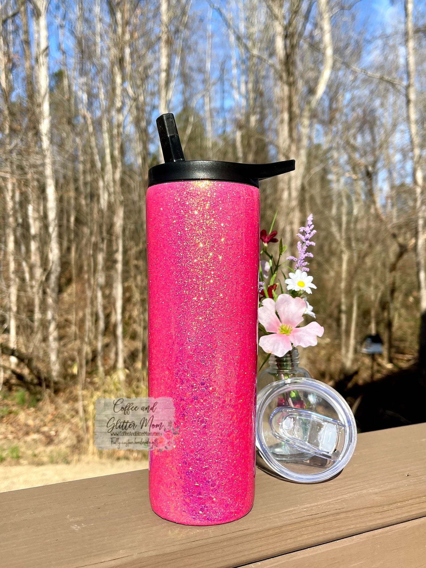Water Lilly Pink Fine and Chunky 20oz Skinny Duo-Lid Tumbler